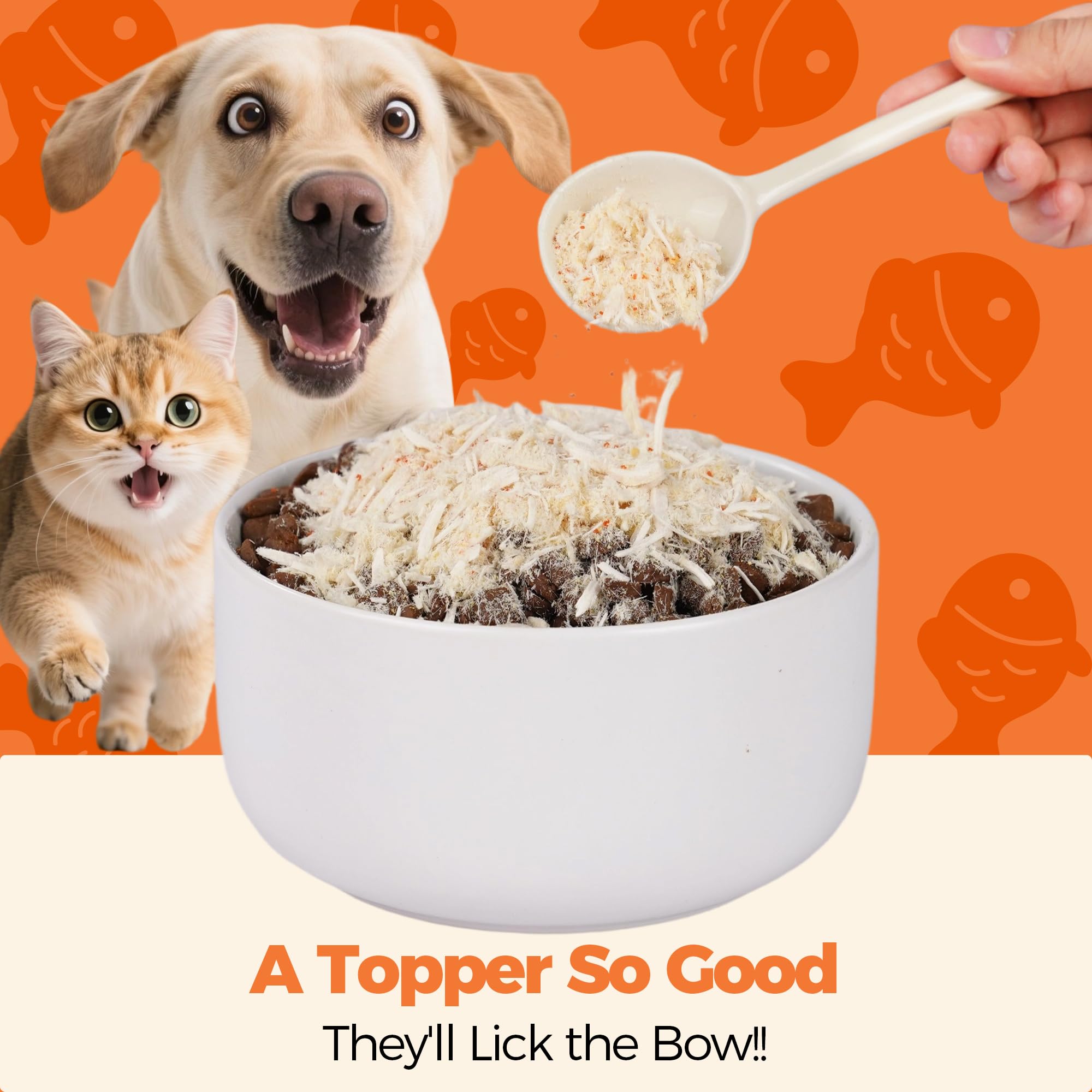 Wellix Dog & Cat Food Topper - Salmon Roe Treats Freeze Dried Egg Yolk & Chicken Flavor Low Calorie - Antioxidant and Skin & Coa