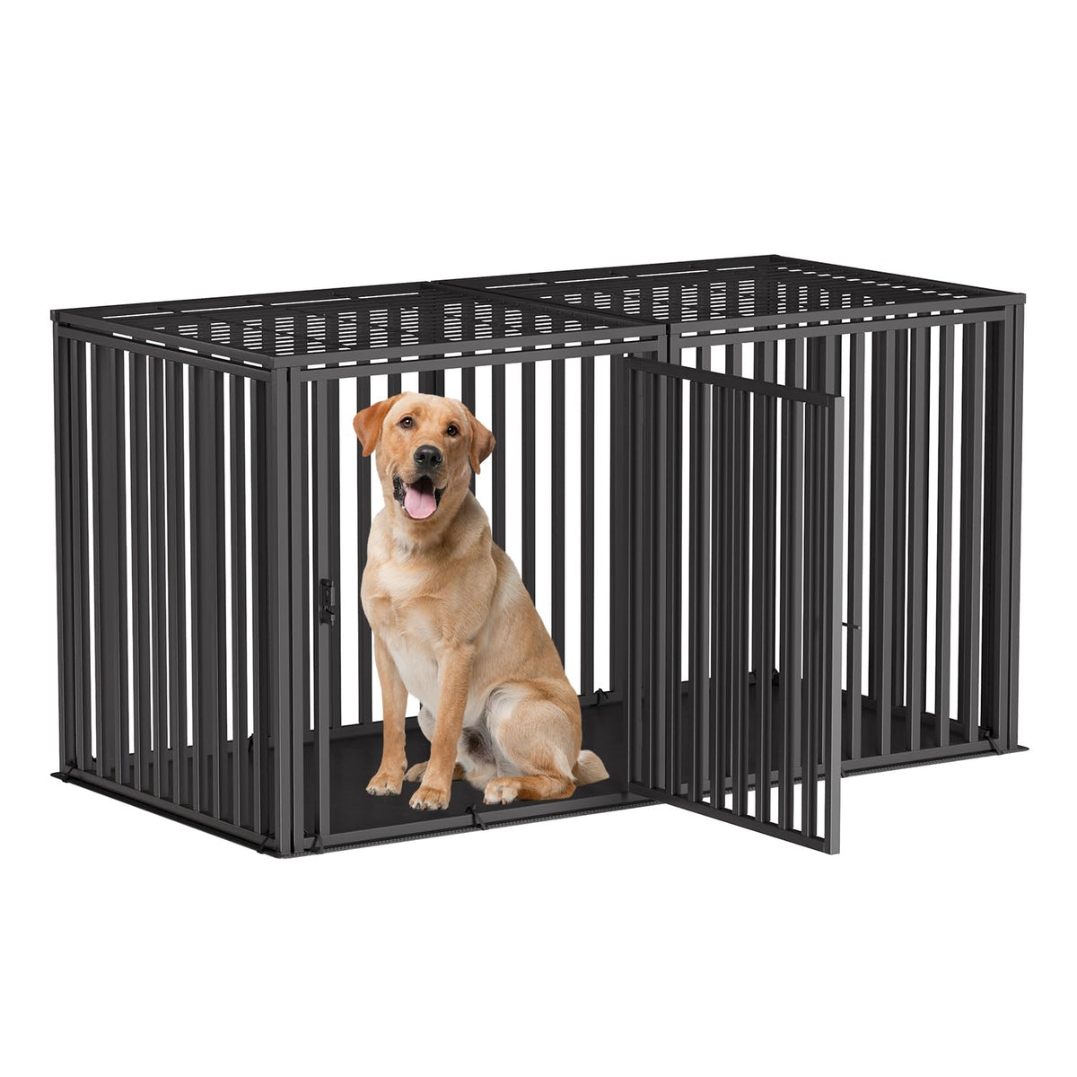 Luriva Steel Tube Heavy Large Dog Crate With Mat Base, 55'' L X 32'' H Dog Crates For Medium Large Dogs, Big Dog Cage, Dog Kenne