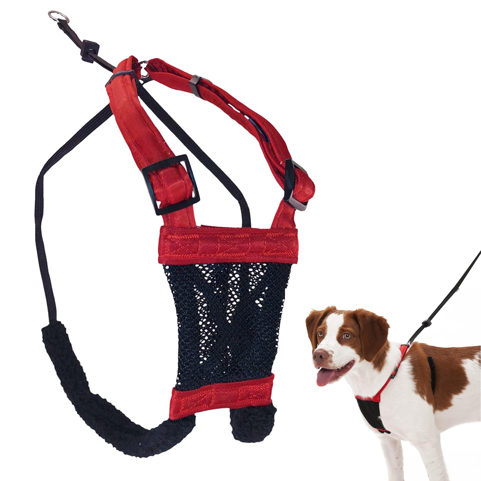 Sporn No Pull Dog Harness For Medium-Sized Dog - Red Mesh, Durable Nylon, Breathable, Adjustable, Lightly Padded, Soft & Easy, H