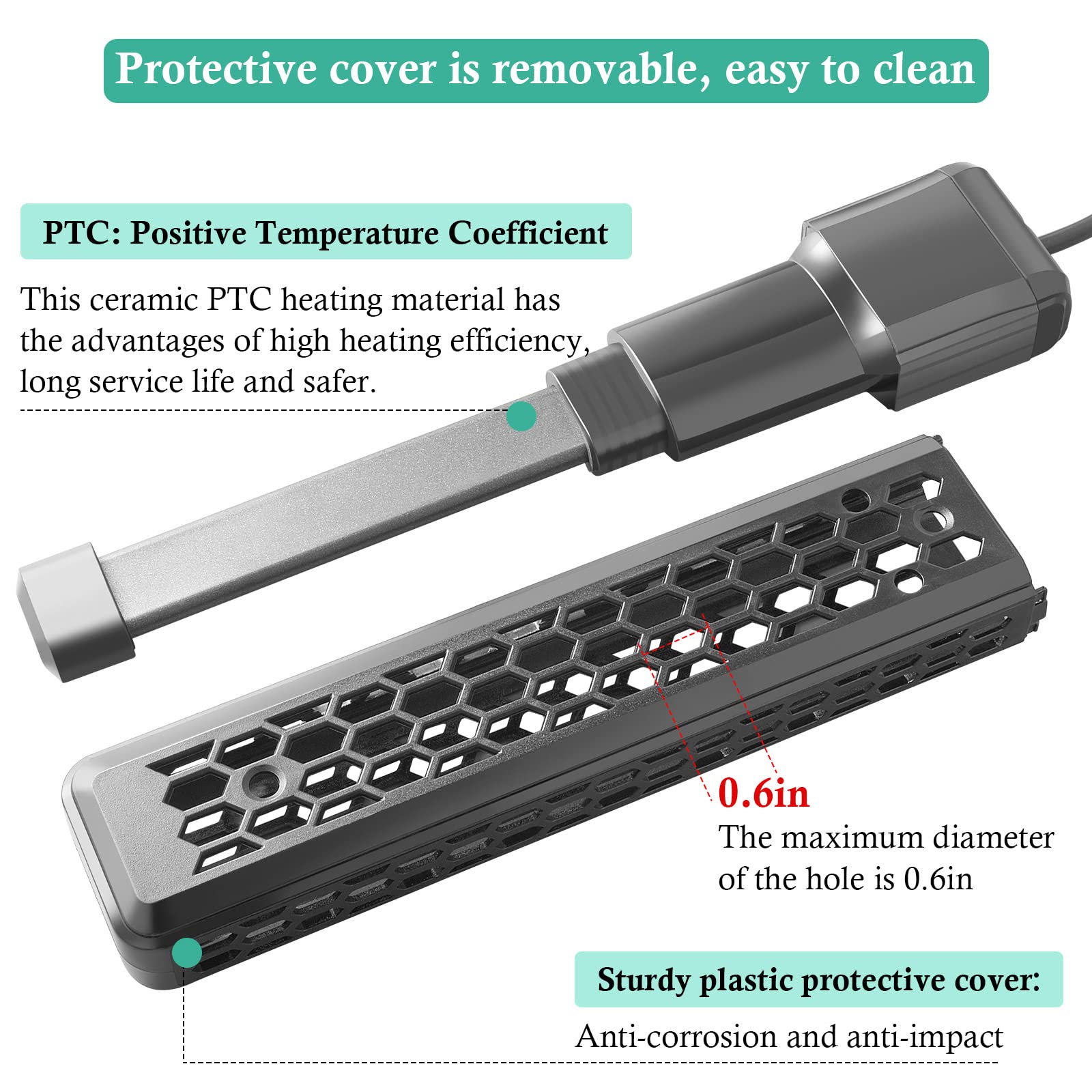 HITOP 400W Aquarium PTC Heater with Controller: Digital Heater for Fish Tank and Turtle Tank 55-100Gallon, Sturdy Heater with Re
