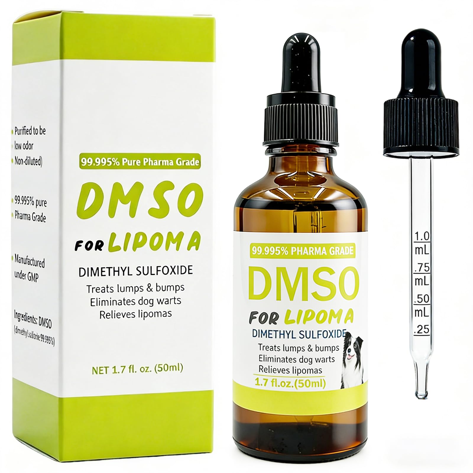 Topical 99.995% DMSO for Dogs Lipoma, Lipoma Treatment for Dogs, Reduce Fatty Lumps and Bumps Inflammation, Swelling, Dog Pain R