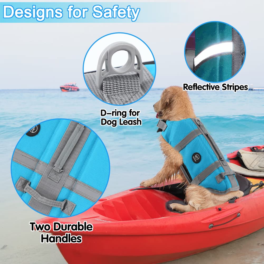 Emust Dog Life Vests, Adjustable Pet Life Jacket With Rescue Handle, Dog Flotation Vest For Small/Medium/Large Dogs, Xs, Newsoli
