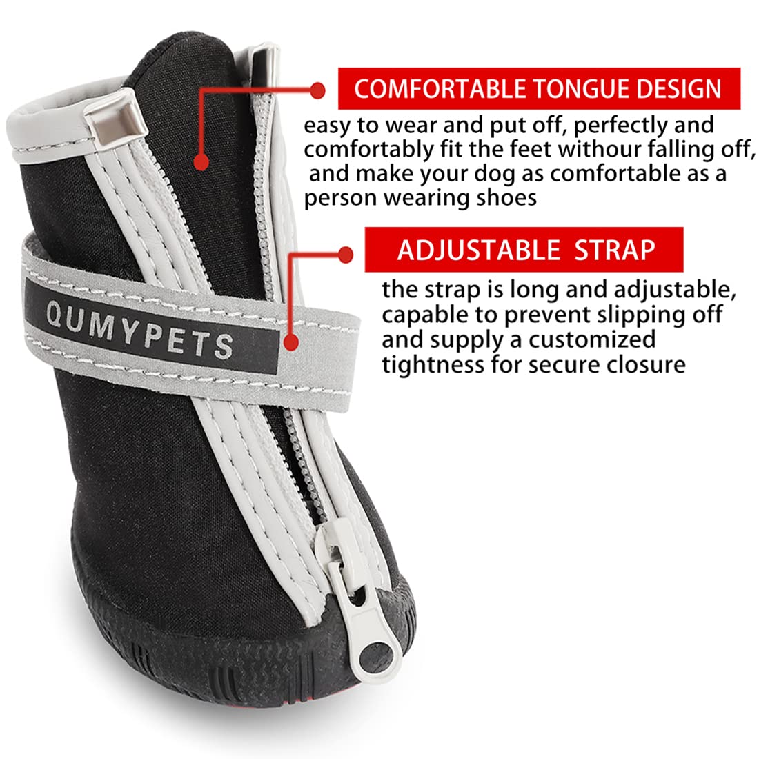 Qumy Dog Shoes For Small Dogs, Puppy Dog Boots & Paw Protectors For Winter Snow Day, Summer Hot Pavement, Waterproof In Rain Wea