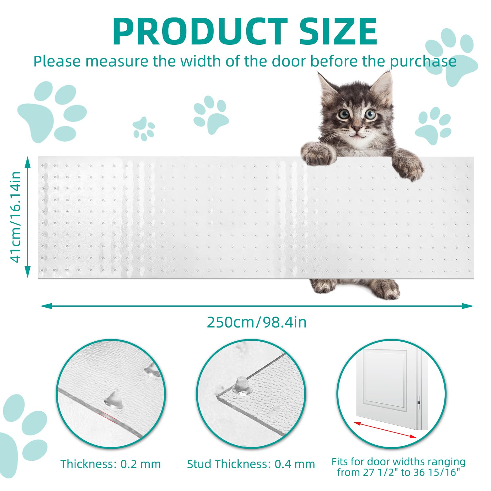 KHS 8.2FT Plastic Carpet Protector for Pets, Carpet Scratch Stopper, Stop Cats from Scratching Carpets at Doorways, Easy to Cut