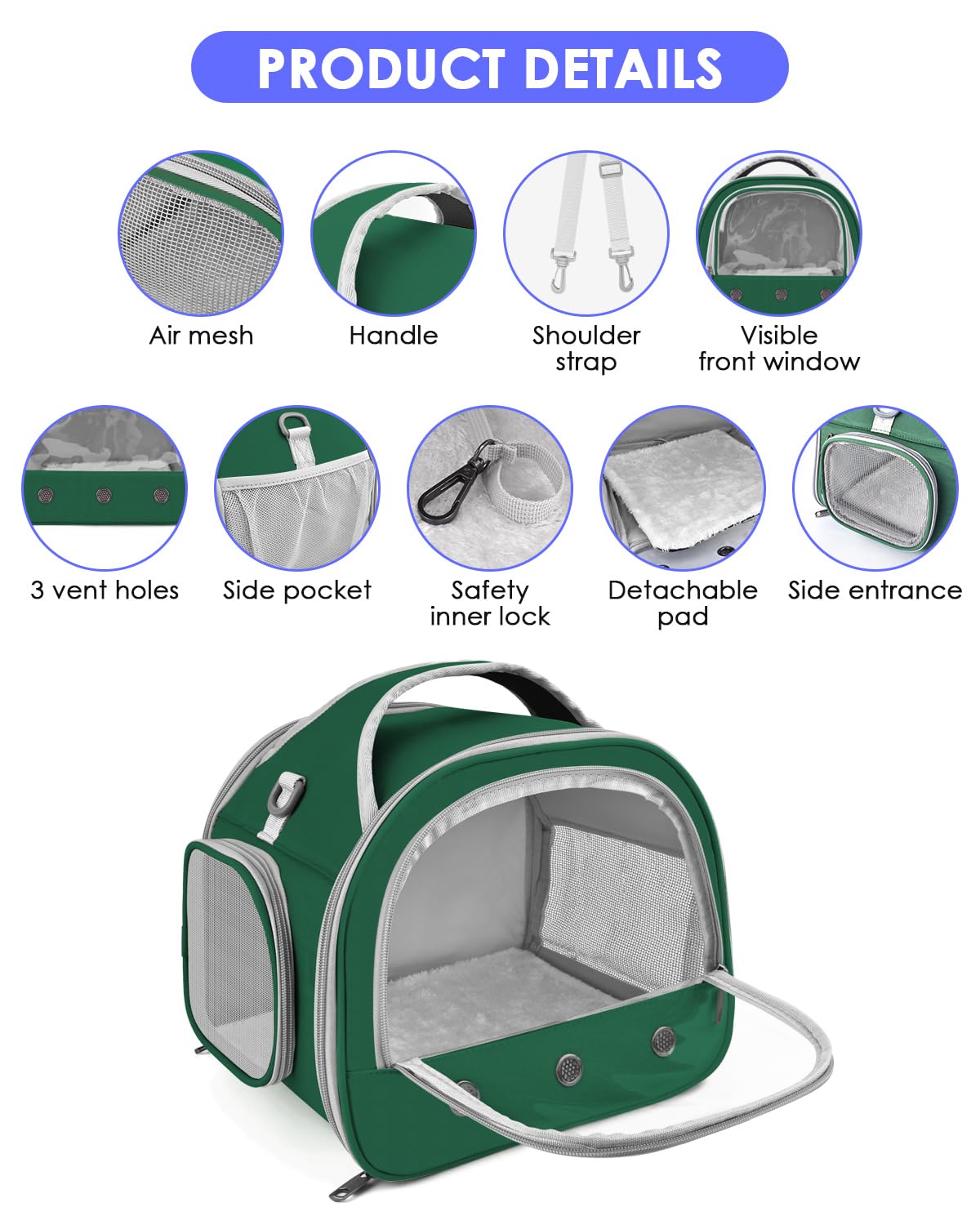 Bissap Bearded Dragon Travel Carrier, Portable Guinea Pig Carrier Bag Tortoise Carrier Pouch For Bunny Hamster Chinchilla Hedgeh