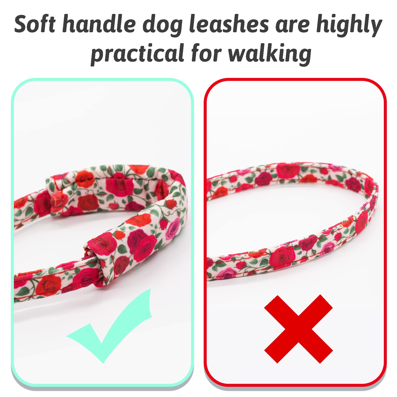 HSIGIO Dog Collar and Leash Set Girls Adjustable Puppy Collars with Floral Bow Tie for Small Medium Large Female Dogs, Red Rose,