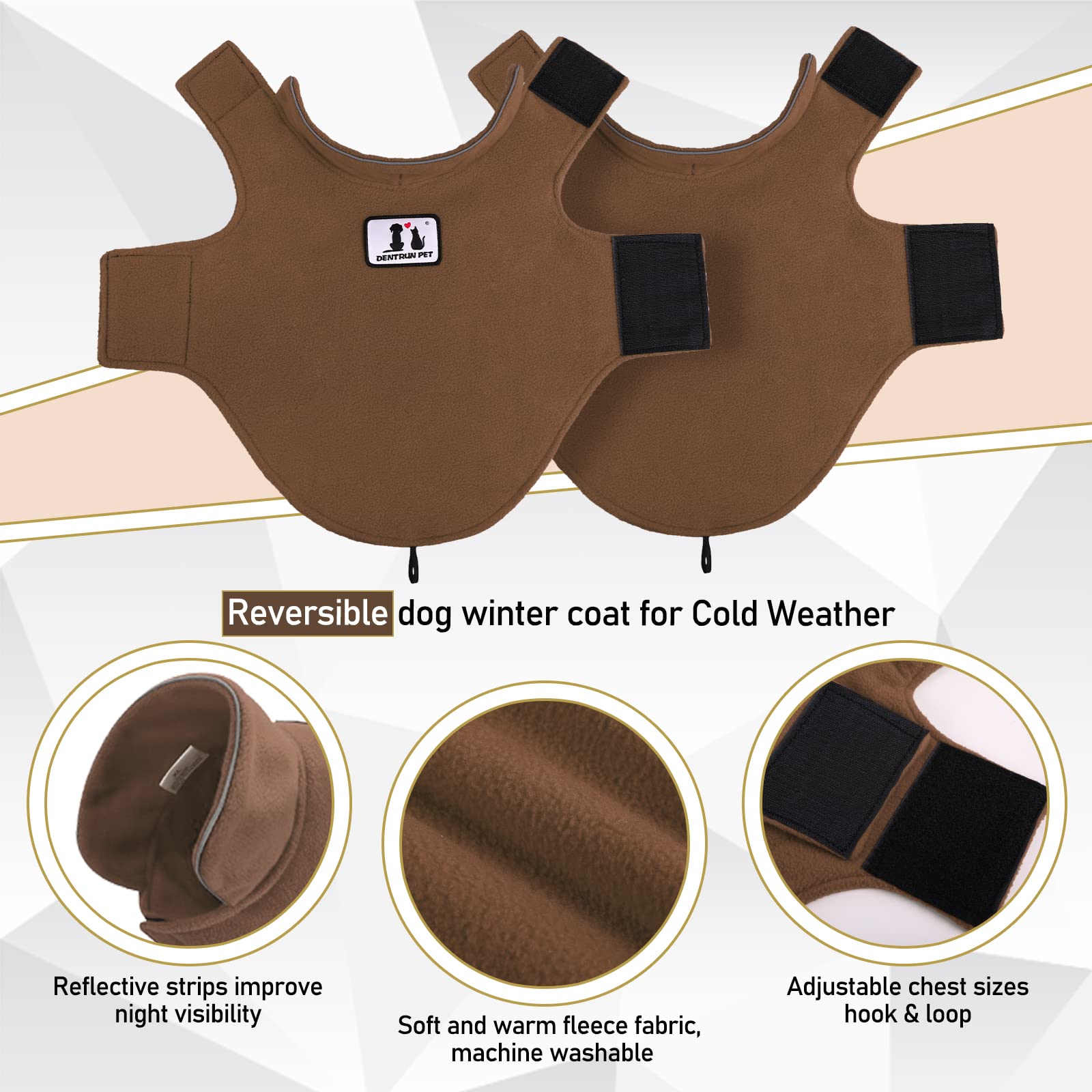 Windproof Winter Warm Fleece Dog Coat Jacket Reflective Soft Pet Dog Vest Apparel Overcoat For Small Medium Large Breeds For Cold Weather Leash Access