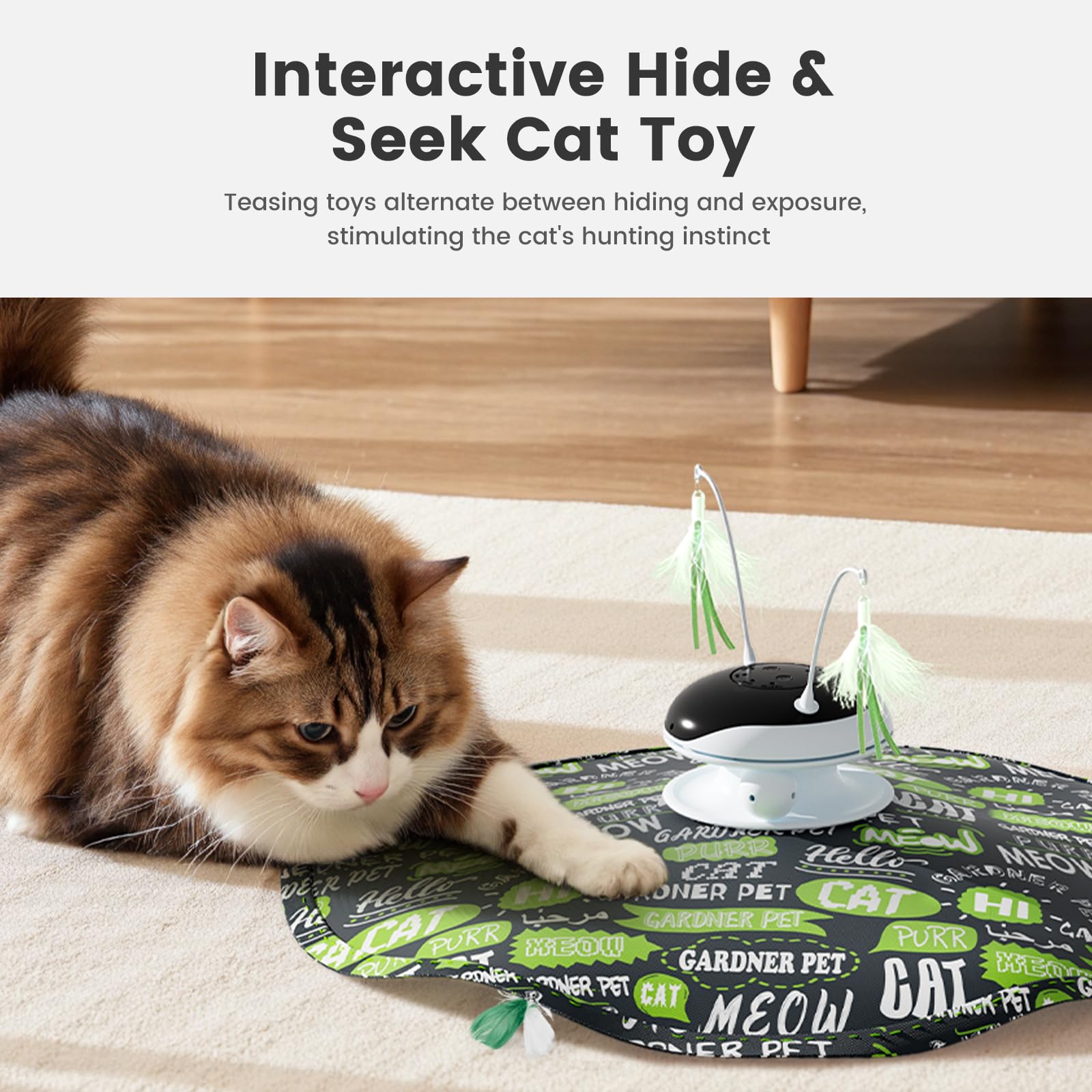 Gardner Pet Cat Laser Toys, Chargeable 5 In1 Hide And Seek Automatic Interactive Cat Toy, Moving Ambush Feather, Track Balls, In
