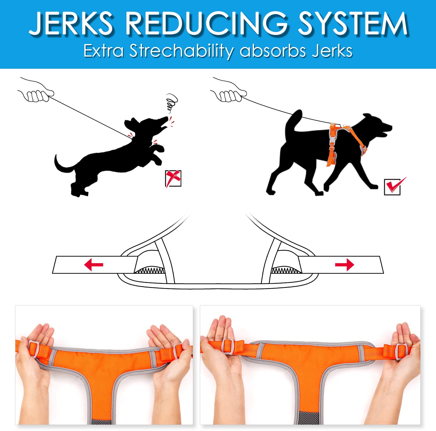 Thinkpet No Pull Harness Breathable Sport Harness With Handle - Reflective Padded Dog Safety Vest With Reflective Neon Dog Leash S Harness Leash Pack Orange