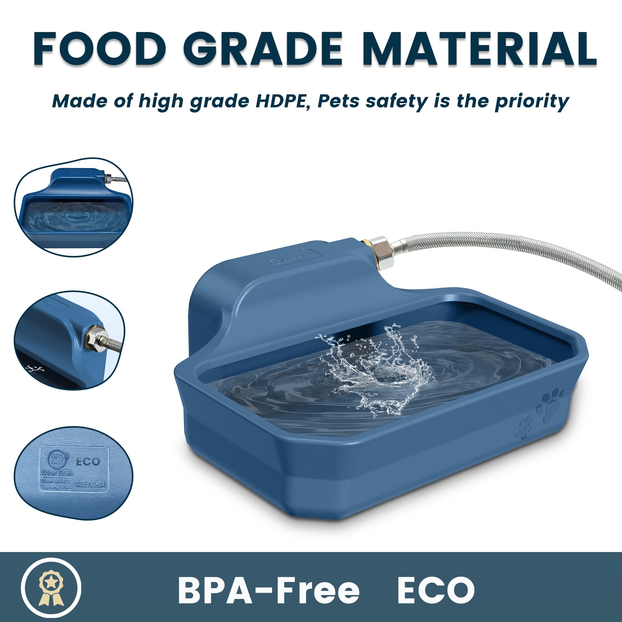 Petimi Automatic Water Dispenser For Dogs/Cats, 1 Gallon Auto-Fill Dog Water Bowl Dispenser For Indoor/Outdoor, Large Water Feed