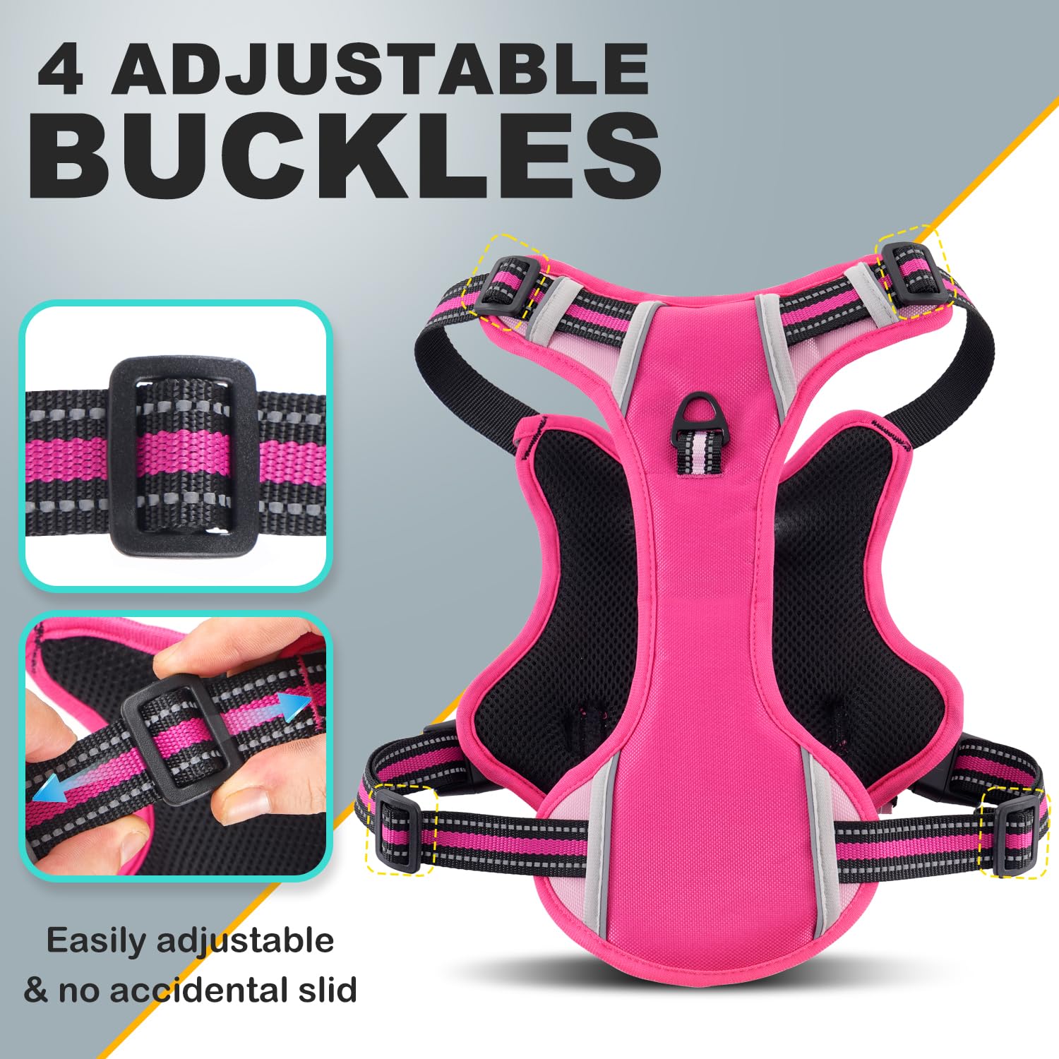 Wocume Dog Vest Harness For Medium Dogs With 2 Dog Patches, No Pull Adjustable Harness With Handle For Walking Training, Reflect
