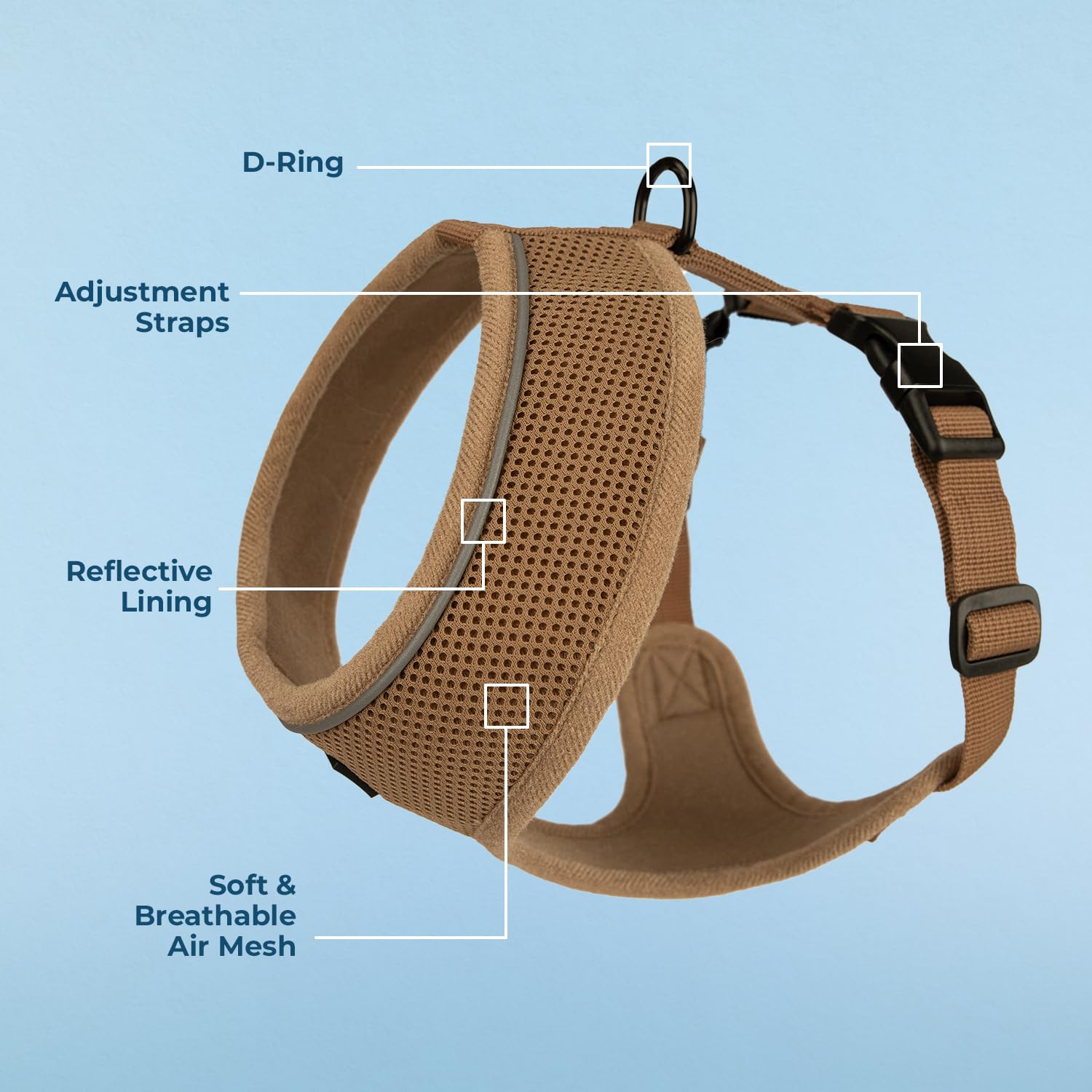 Voyager Aerolite No Pull Mesh Dog Harness With Lightweight, Soft, Breathable, Reflective Stitching, And Adjustable Straps For Walking, Running, Training, Heavy Duty And Durable - Beige, S