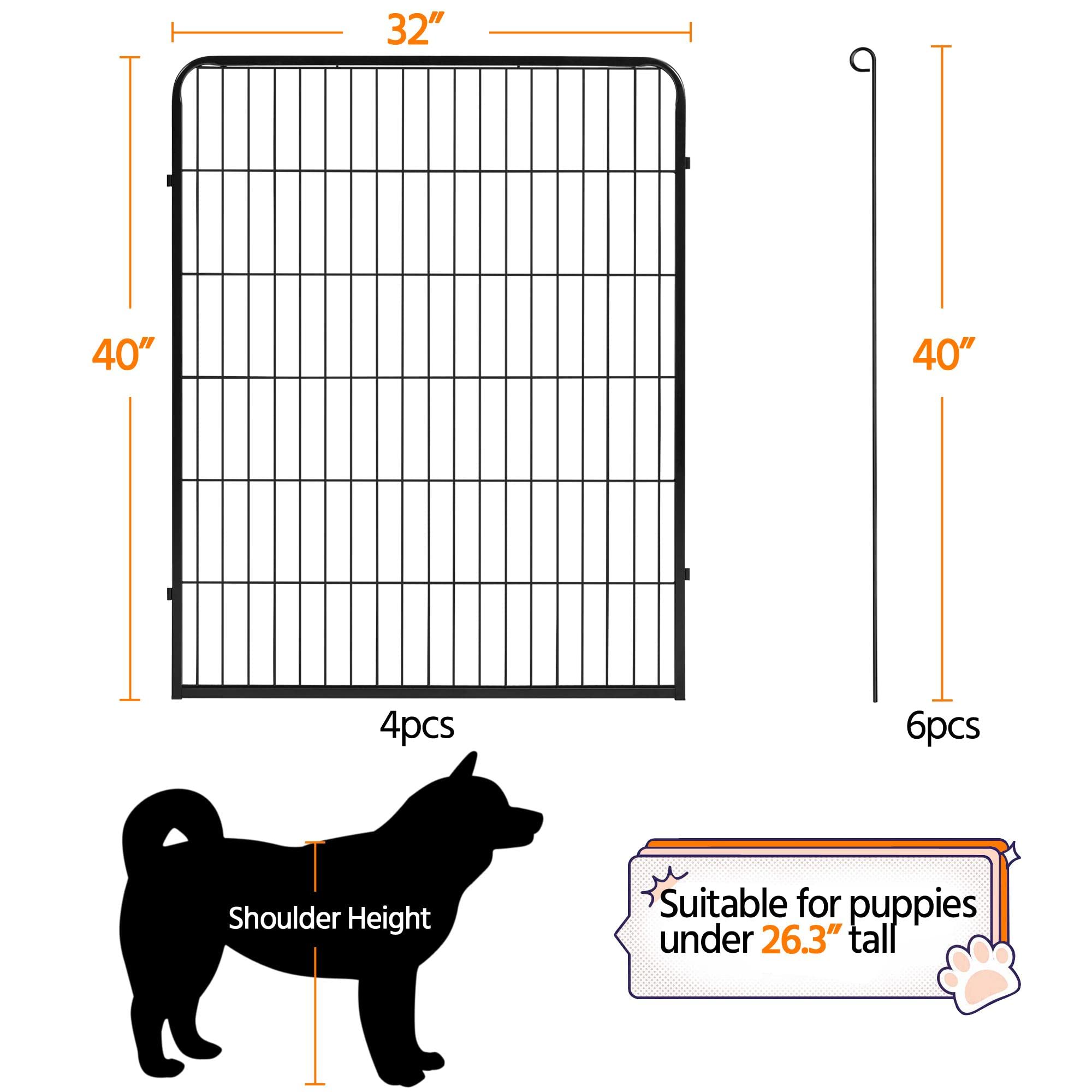 Yaheetech Dog Playpen Outdoor, 40 inch 4 Panels Dog Pen Indoor Heavy Duty Puppy Exercise Pen Metal Pet Fence for RV Camping/Yard