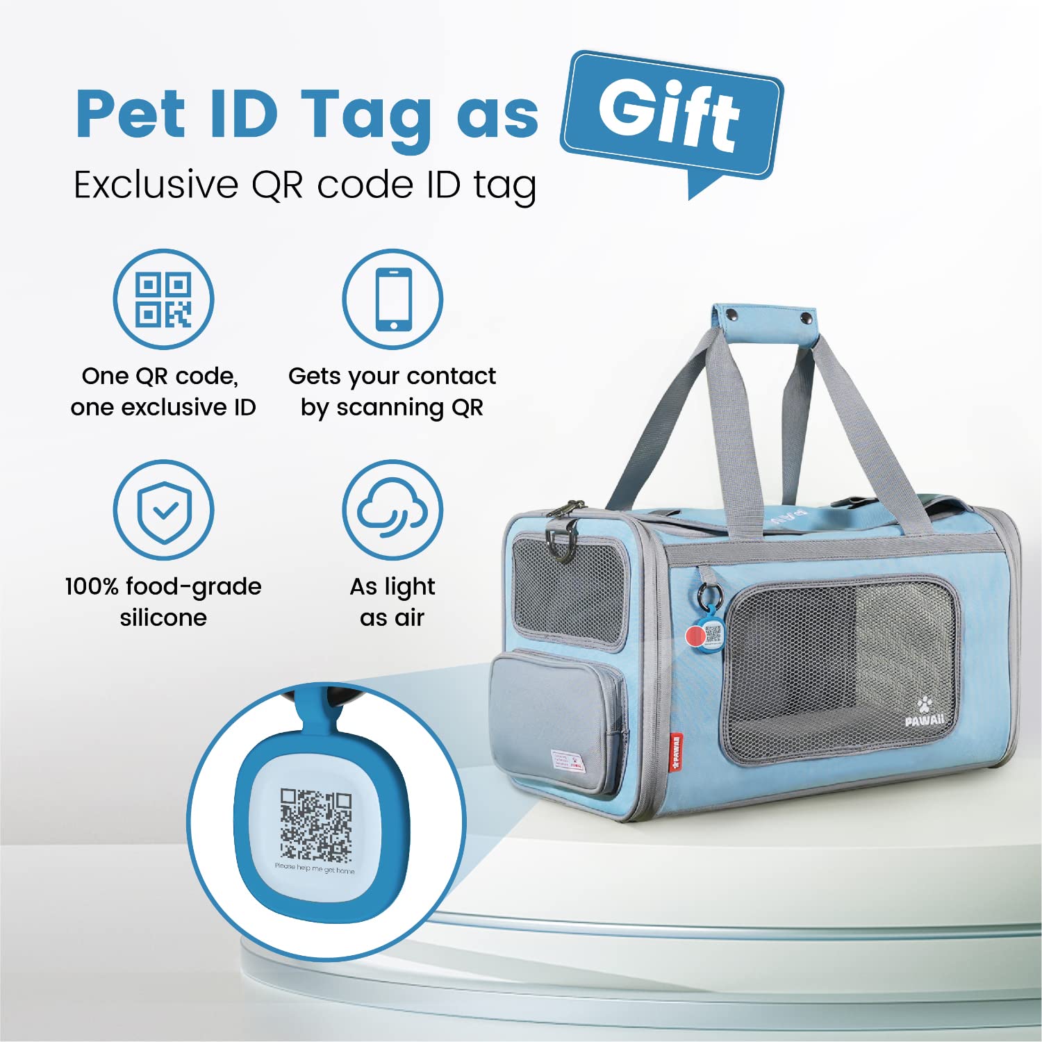Pawaii Airline Approved Cat Carrier, Cat Carrier With Id Tag, Collapsible Pet Travel Carrier, Foldable, Protable, Travel Friendly, Comfortable, Convenient Pet Travel Carrier