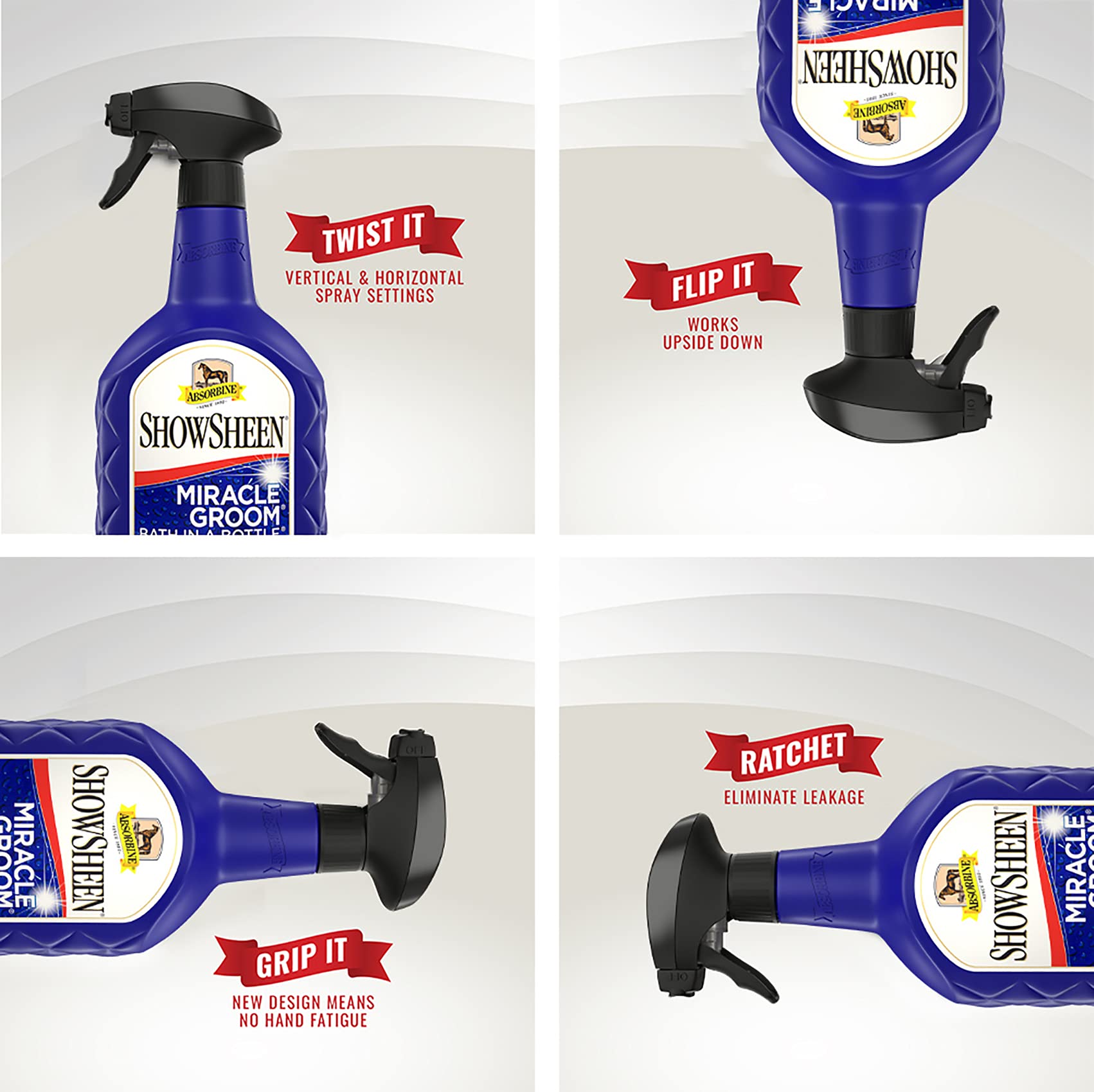 Absorbine Showsheen Miracle Groom Waterless Shampoo, 5-In-1 Formula For Coat, Mane & Tail, 32Oz