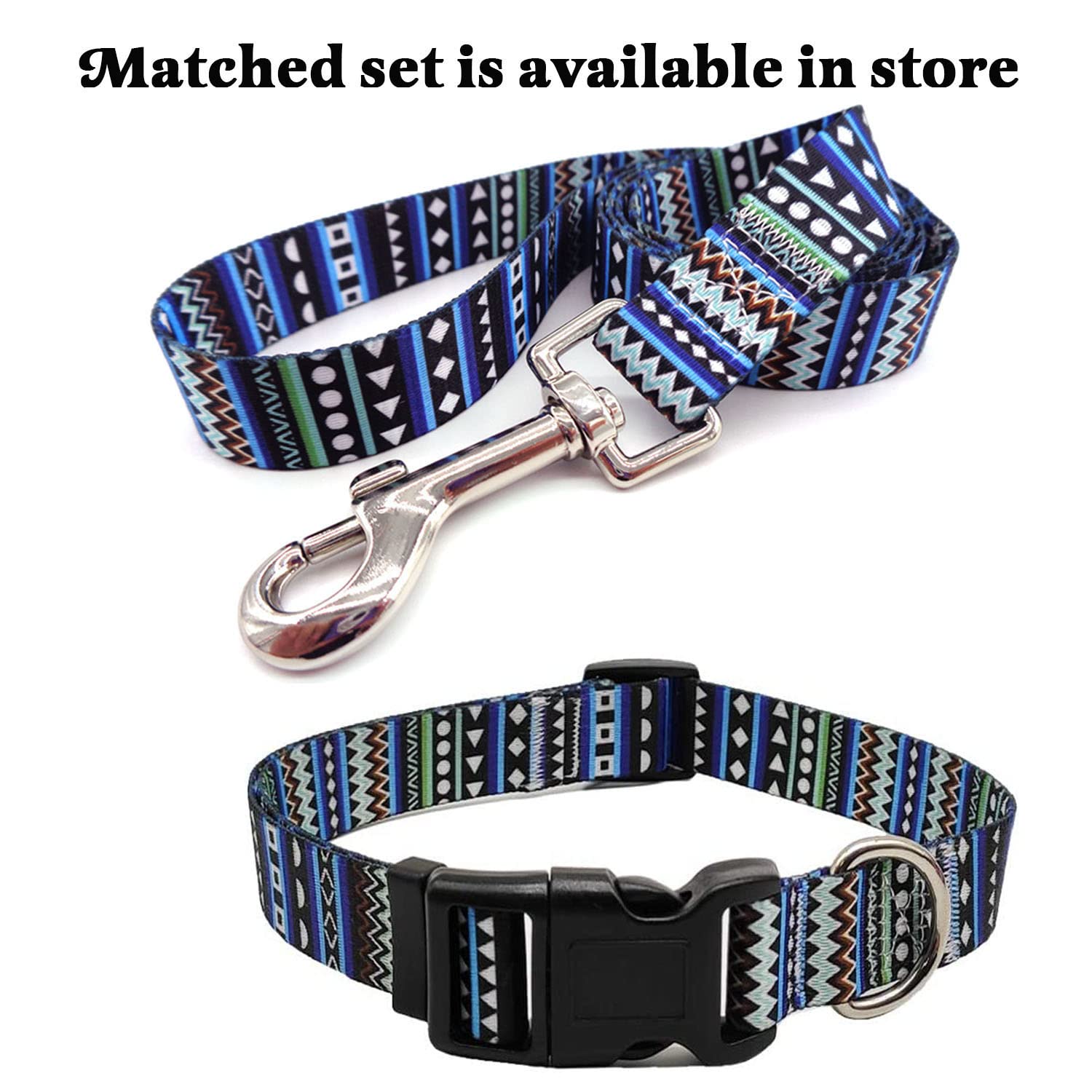 Mihqy Dog Collar With Bohemia Floral Tribal Geometric Patterns - Soft Ethnic Style Collar Adjustable For Small Medium Large Dogs (Bohemian Blue,Xs)
