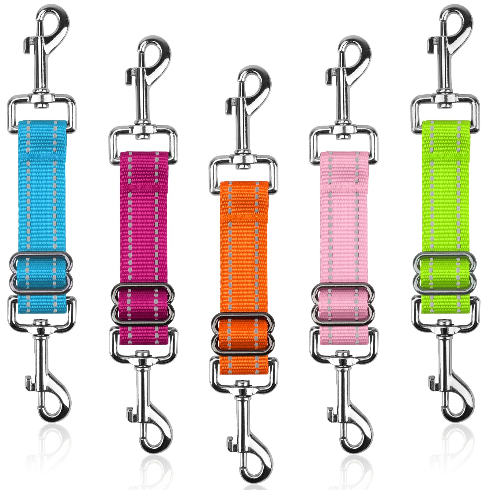 Yuepet Dog Safety Collar Clips 5 Pack Adjustable Prong Collar Backup Clips Reflective Double Ended Backup Clasp Leash Connector 