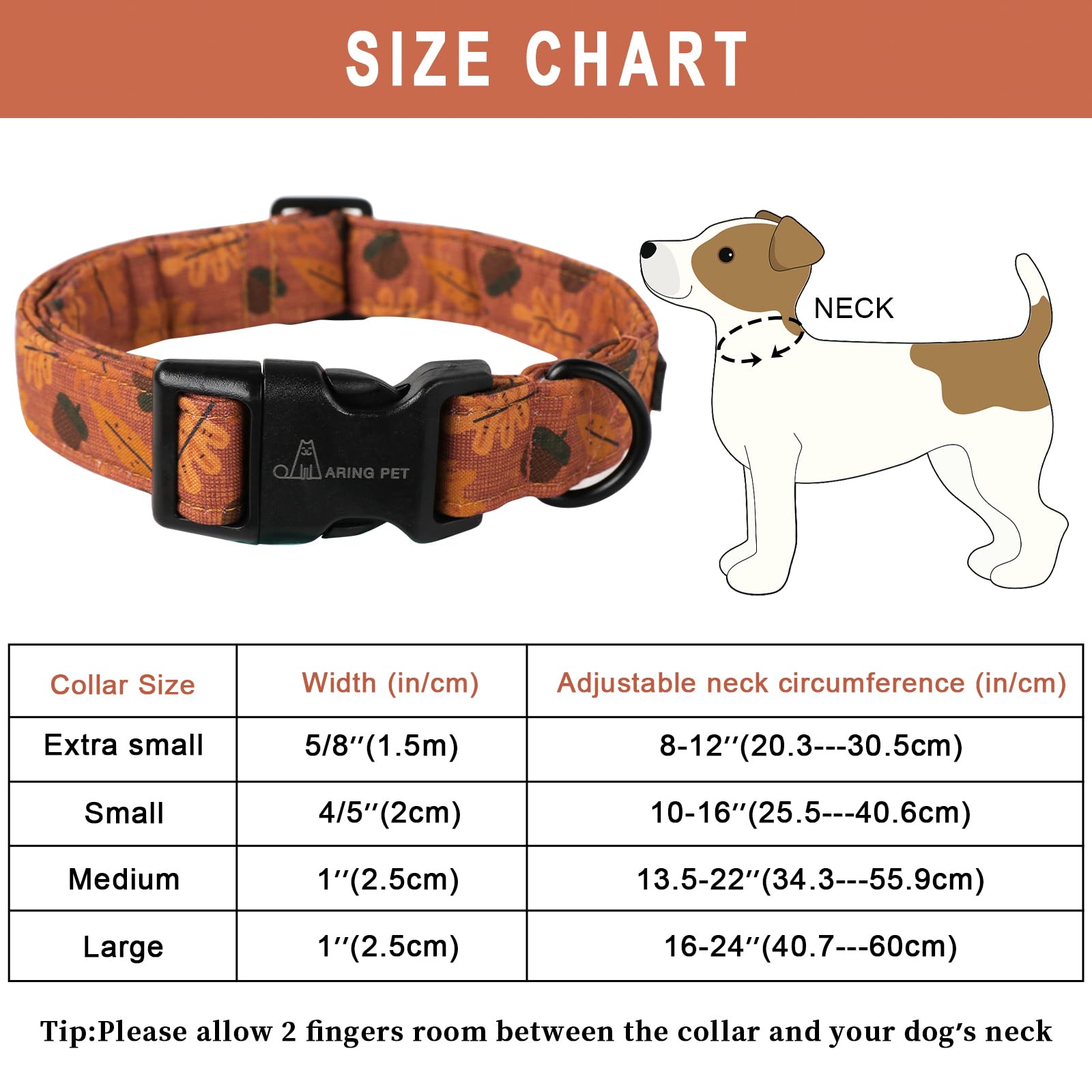 Aring Pet Fall Dog Collar-Cute Orange Dog Collar For Small Dogs, Cotton Lightweight Dog Collars With Quick Release Buckle For Sm