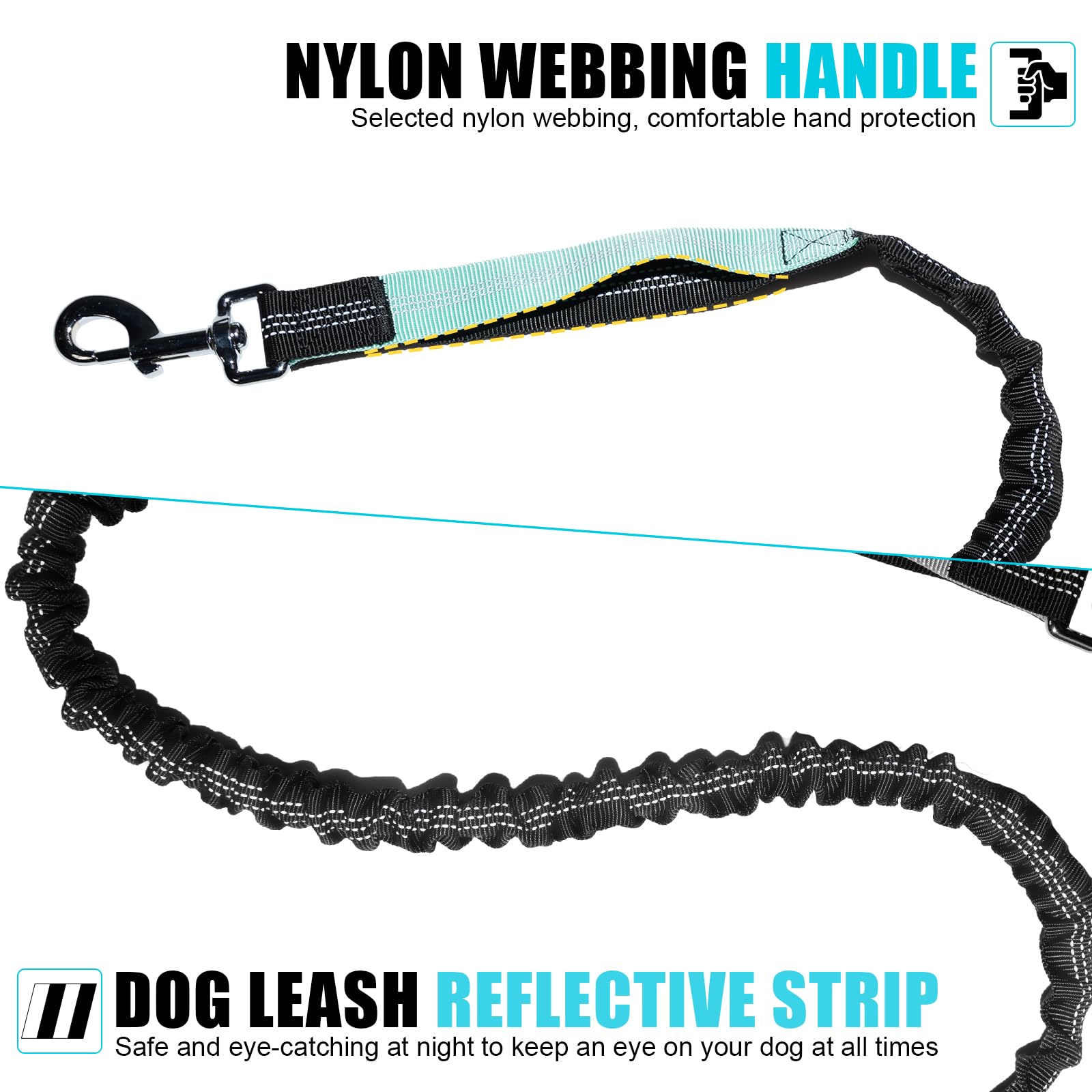 Jestrem Hands Free Dog Leash, Reflective Retractable Bungee With Double Padded Handles, Adjustable Dog Waist Leash For Running W