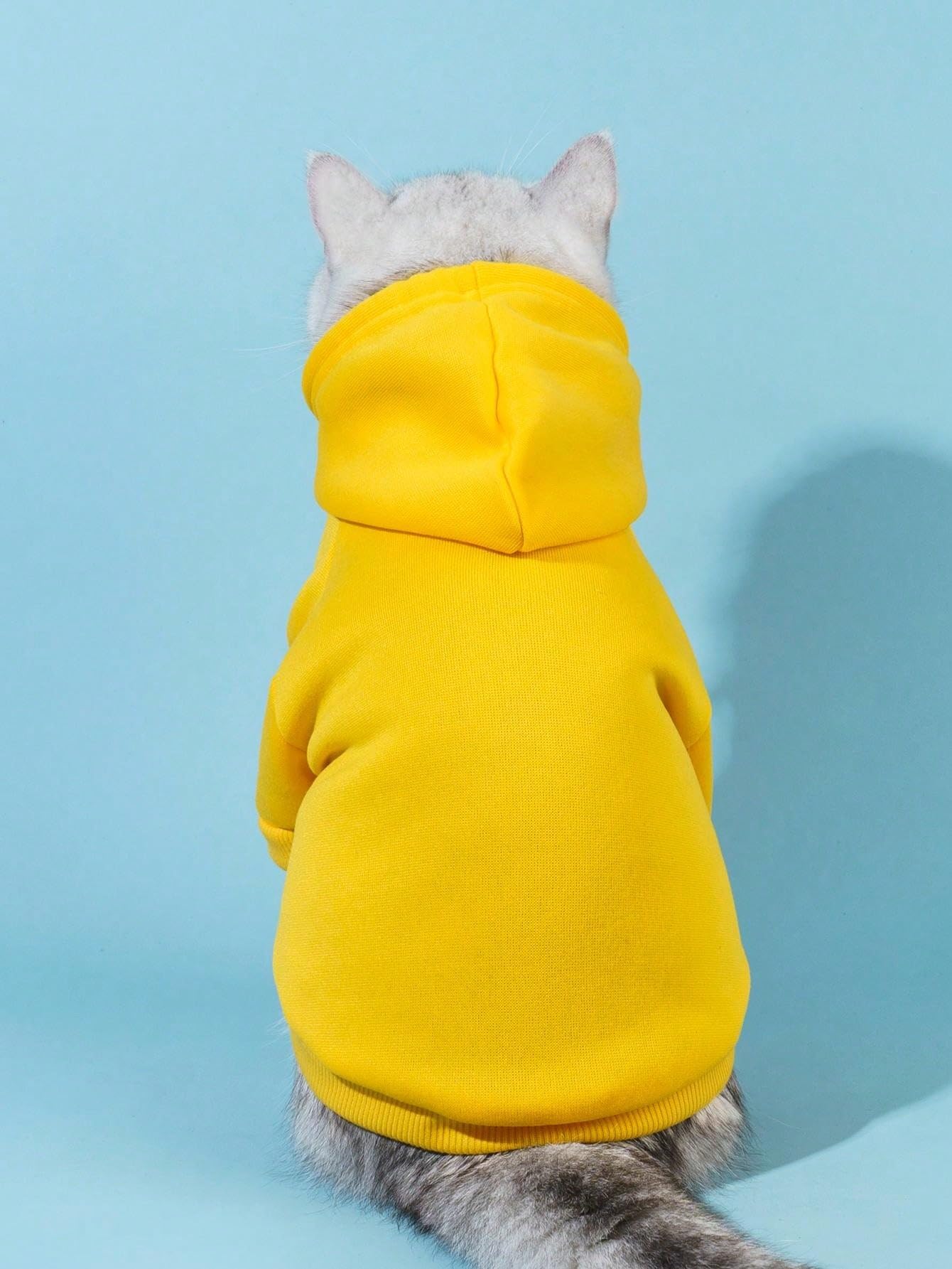 Qwinee Basic Dog Hoodie, Dog Warm Jacket, Cat Apparel, Dog Shirt, Dog Clothes For Puppy Kitten Small Medium Dogs Cats Yellow Xs