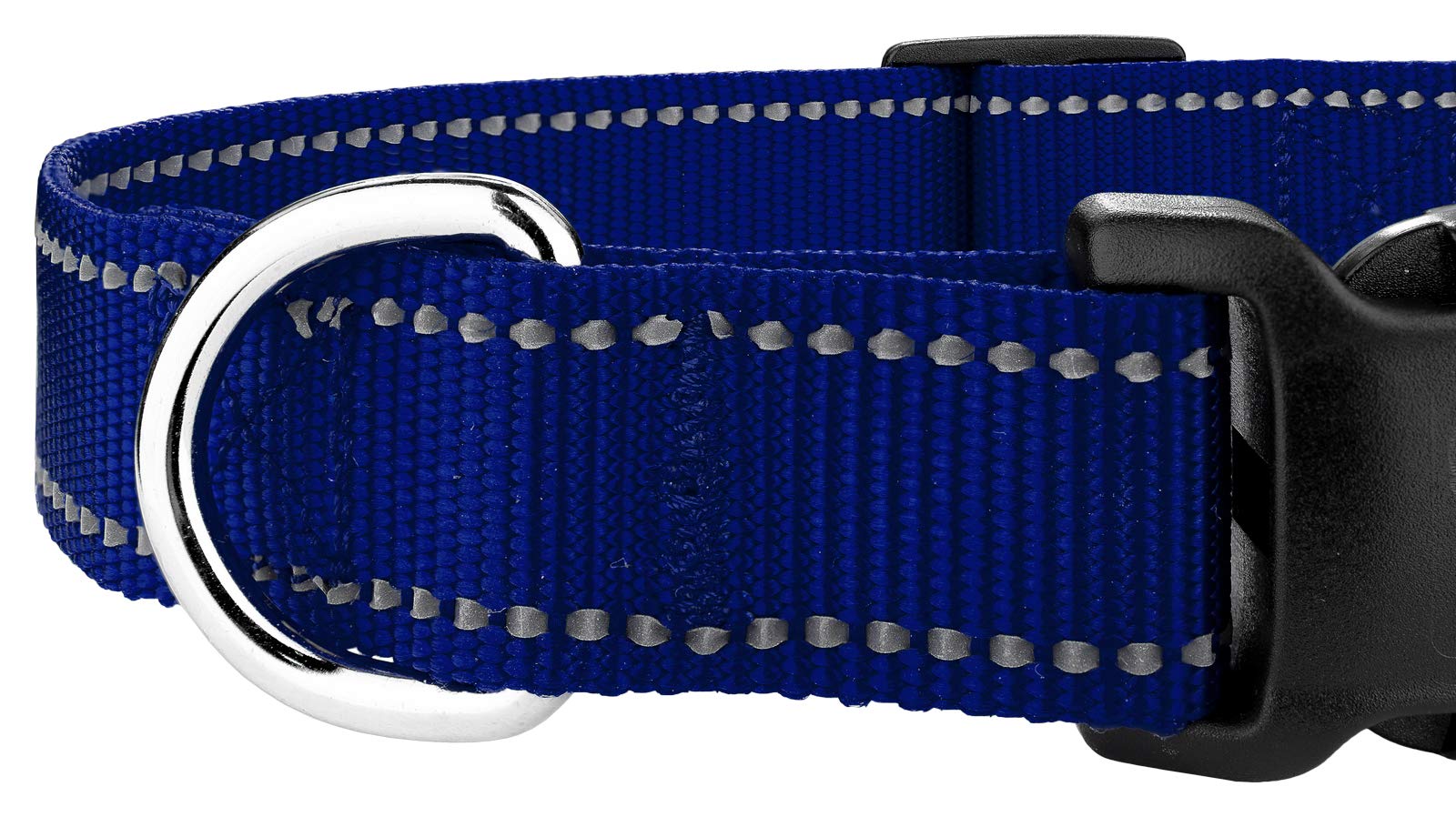 Country Brook Petz - Deluxe Royal Blue Reflective Nylon Dog Collar - Large