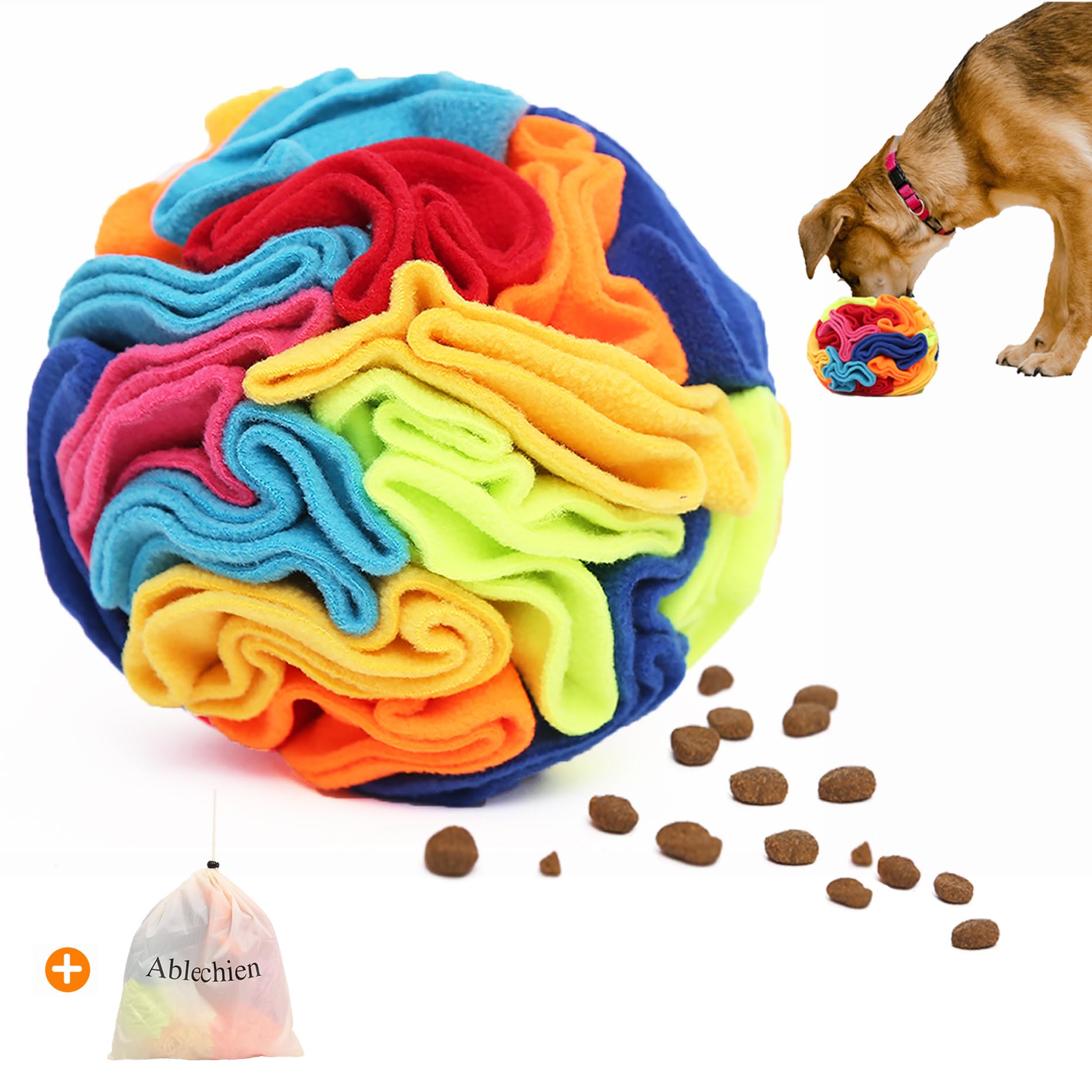 Ablechien Snuffle Ball - Snuffle Ball for Dogs, Interactive Dog Toys to Keep Them Busy, Puppy Dog Puzzle Toy with Storage Bag Ma