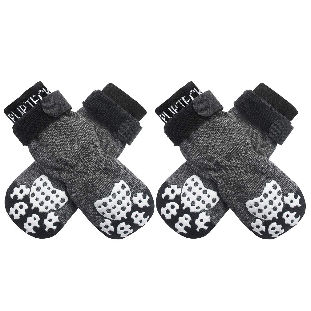 Pupteck Anti-Slip Dog Socks With Double Sides Grips For Small Medium Large Dogs Hardwood Floors Prevents Licking  Dog Shoes For Hot Pavement Traction Control Paw Protector For Senior Dogs  Grey L -Like New
