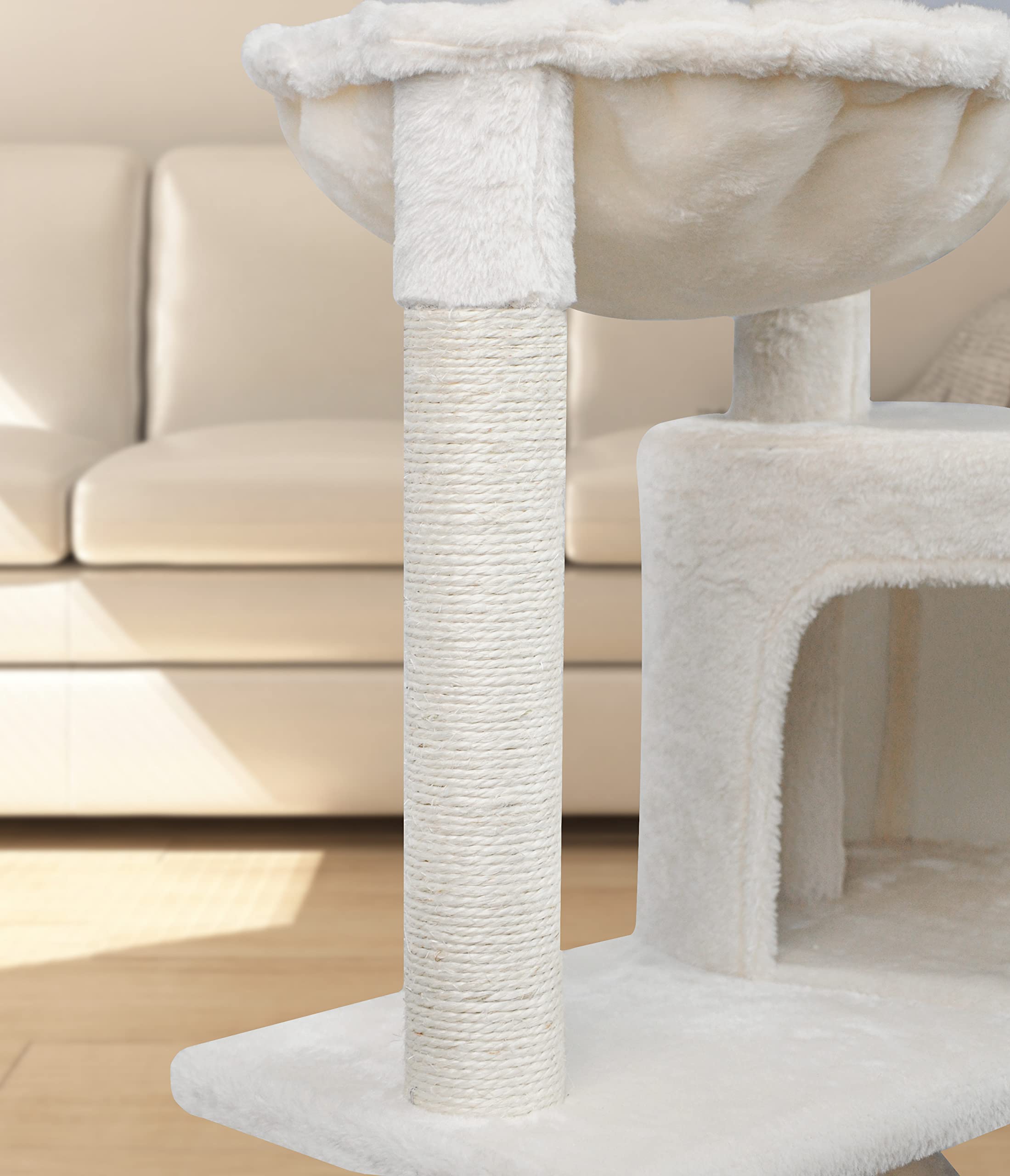 Yunique Newest Cat Tree With Cat Condo And Big Hammock, Beige