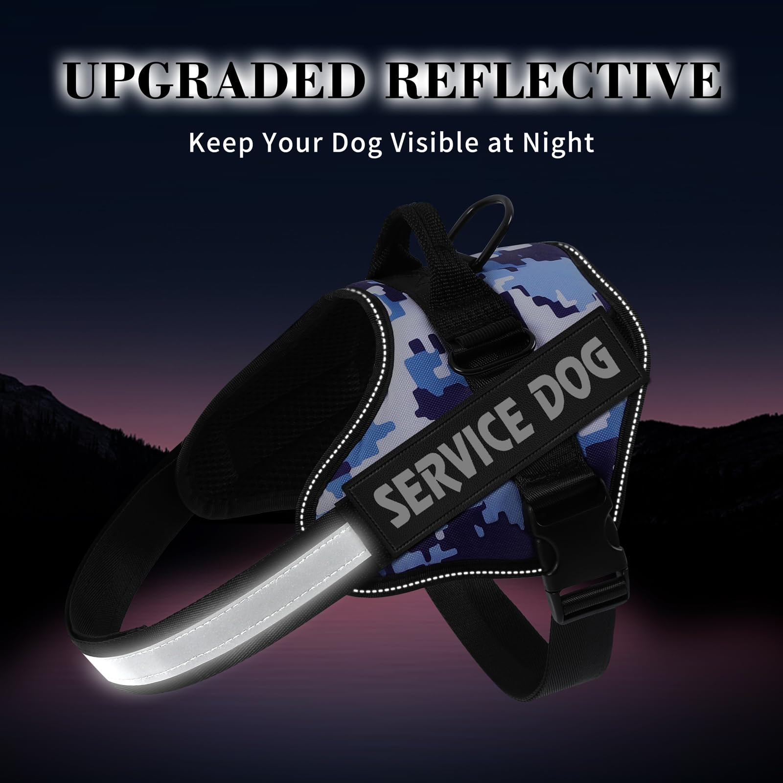 MUMUPET Service Dog Harness with 3M Reflective Safety, Easy Adjust & No-Pull Design - Breathable Nylon Handle for Small/Medium/L