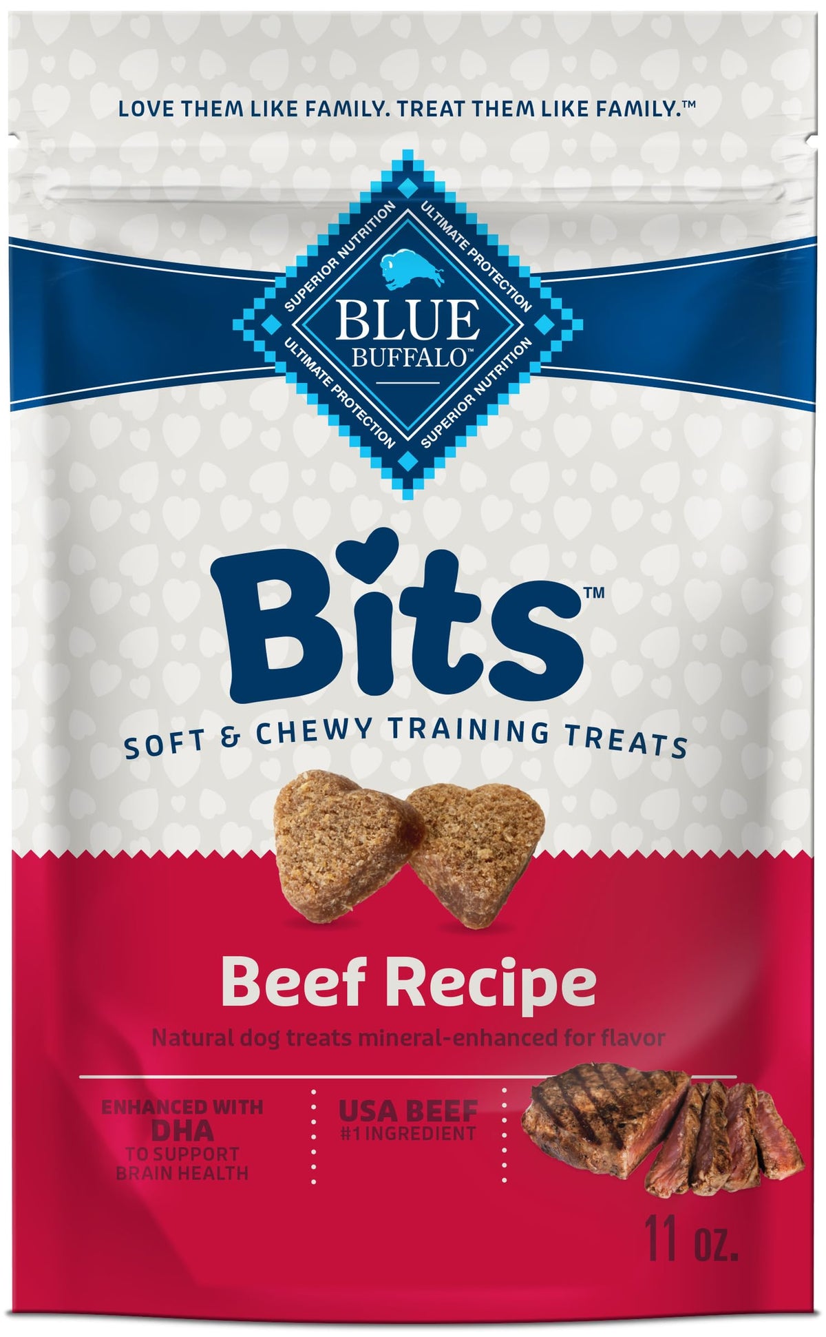 Blue Buffalo Bits Soft Dog Treats For Training, Made With Natural Ingredients & Enhanced With Dha, Beef Recipe, 11-Oz Bag