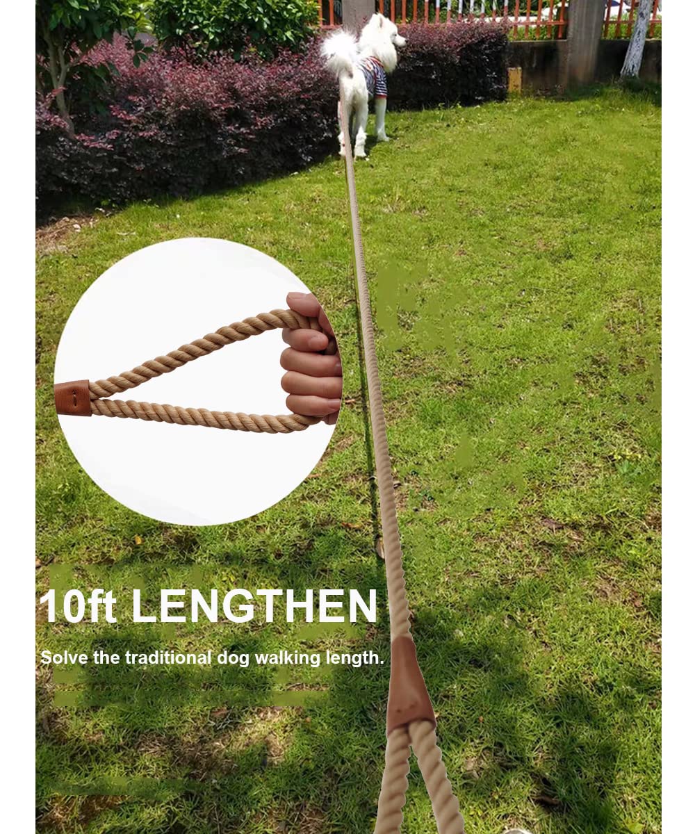Btinesful Heavy Duty Cotton Rope Dog Leash 10 Ft, Strong Dog Leash Soft Handle Dog Traction For Large Medium Dogs Hiking, Camping, Exploring, Walking(1/2' X 10Ft, Brown)