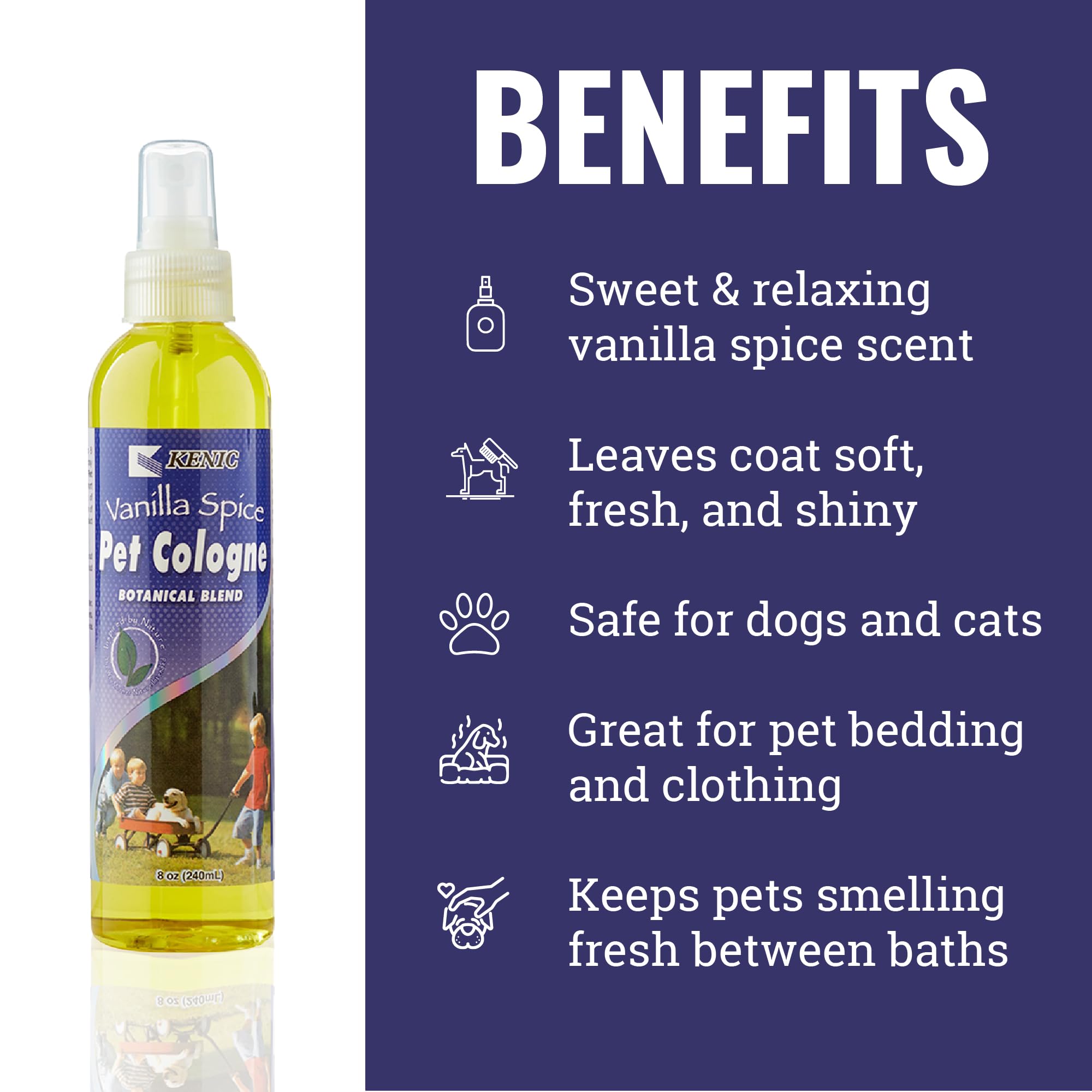 Kenic Vanilla Pet Cologne, Long-Lasting Dog Deodorizing Spray For Freshness & Shine, Ph-Balanced, Odor-Neutralizing & Conditioni