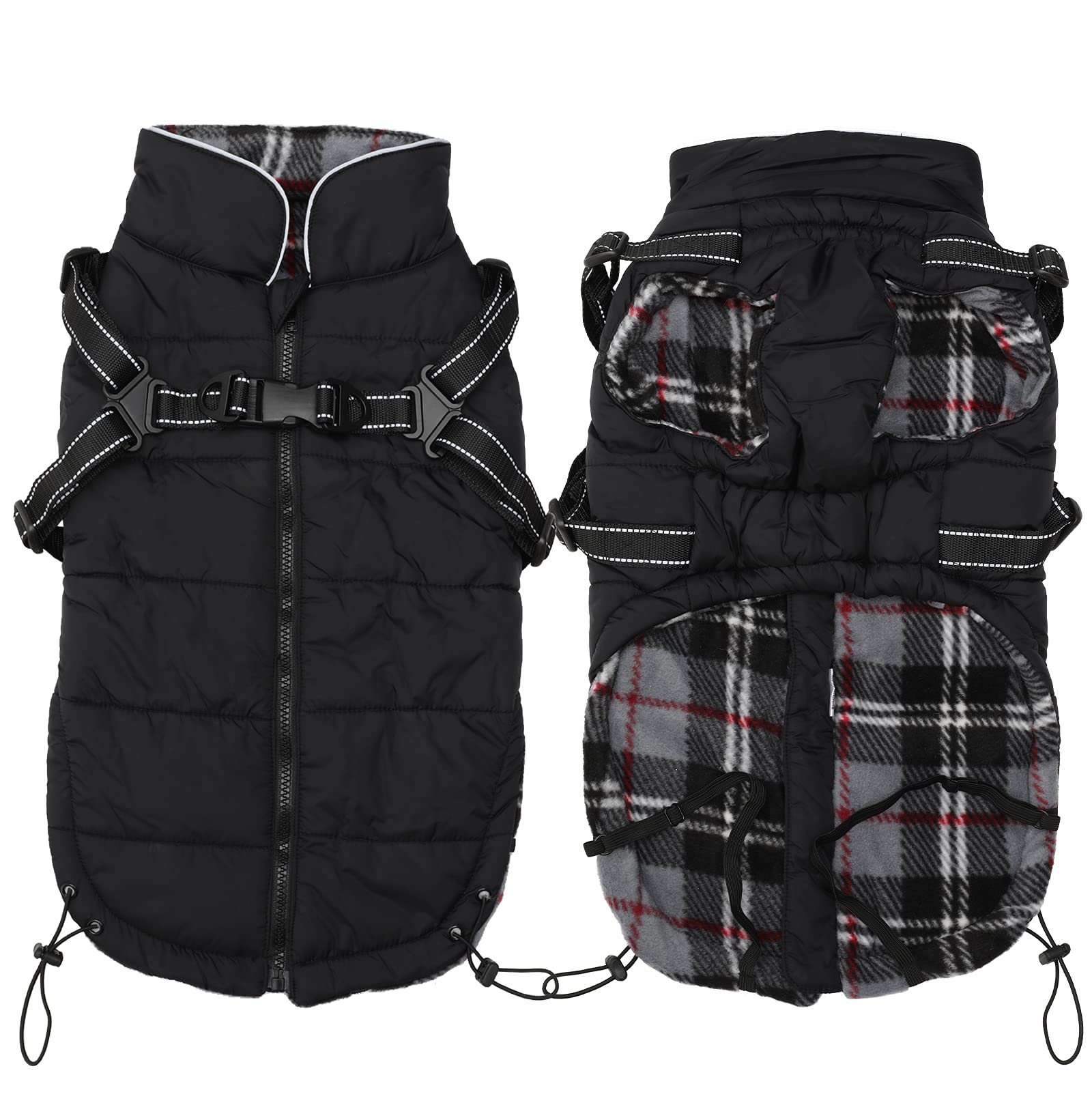 Geyecete Winter Warm Coat Waterproof Dog Winter Jacket with Harness Traction Belt,Pet Outdoor Jacket Dog Autumn and Winter Cloth