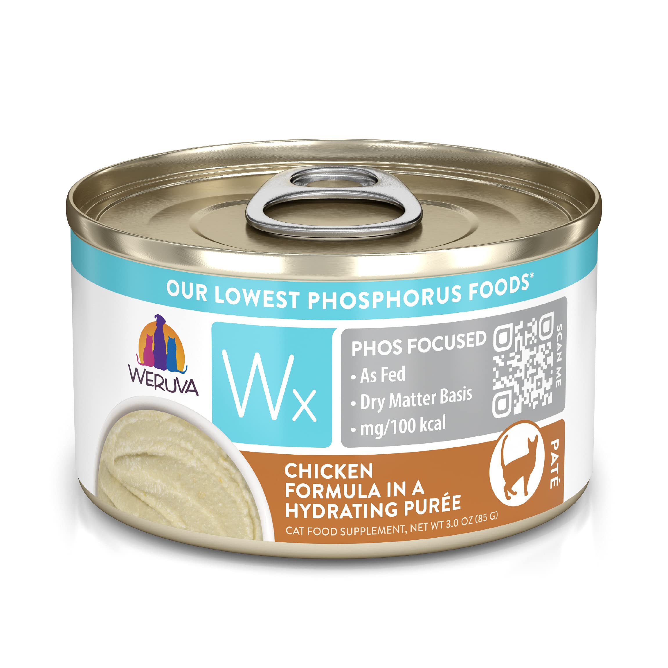 Weruva Wx Phos Focused, Chicken Formula in a Hydrating pur  e, 3oz Can (Pack of 12)
