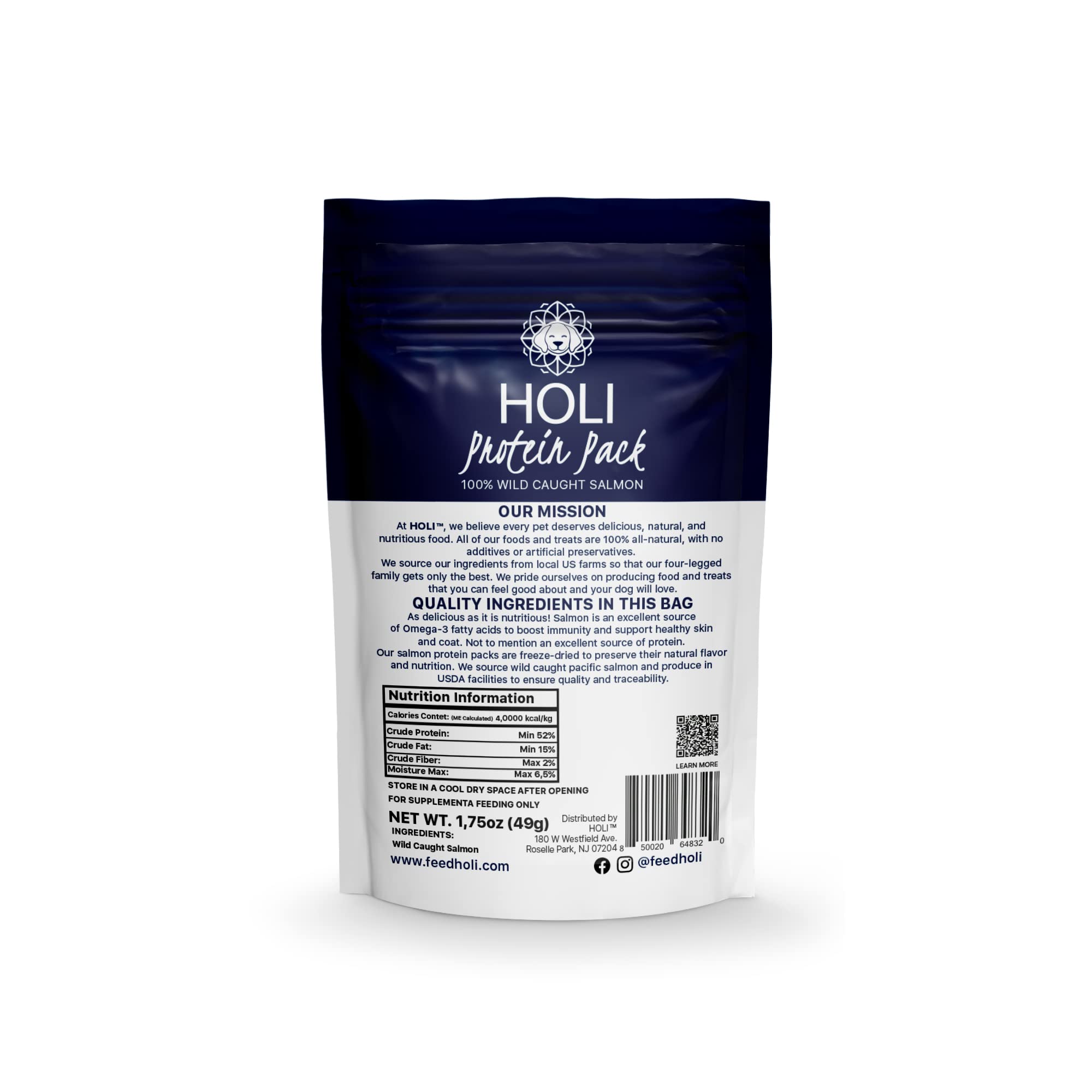 HOLI Freeze Dried Salmon Dog Food Topper - with Omega 3 & 6 - Single Ingredient, Human-Grade Wild Caught Salmon - Dog Food Flavo
