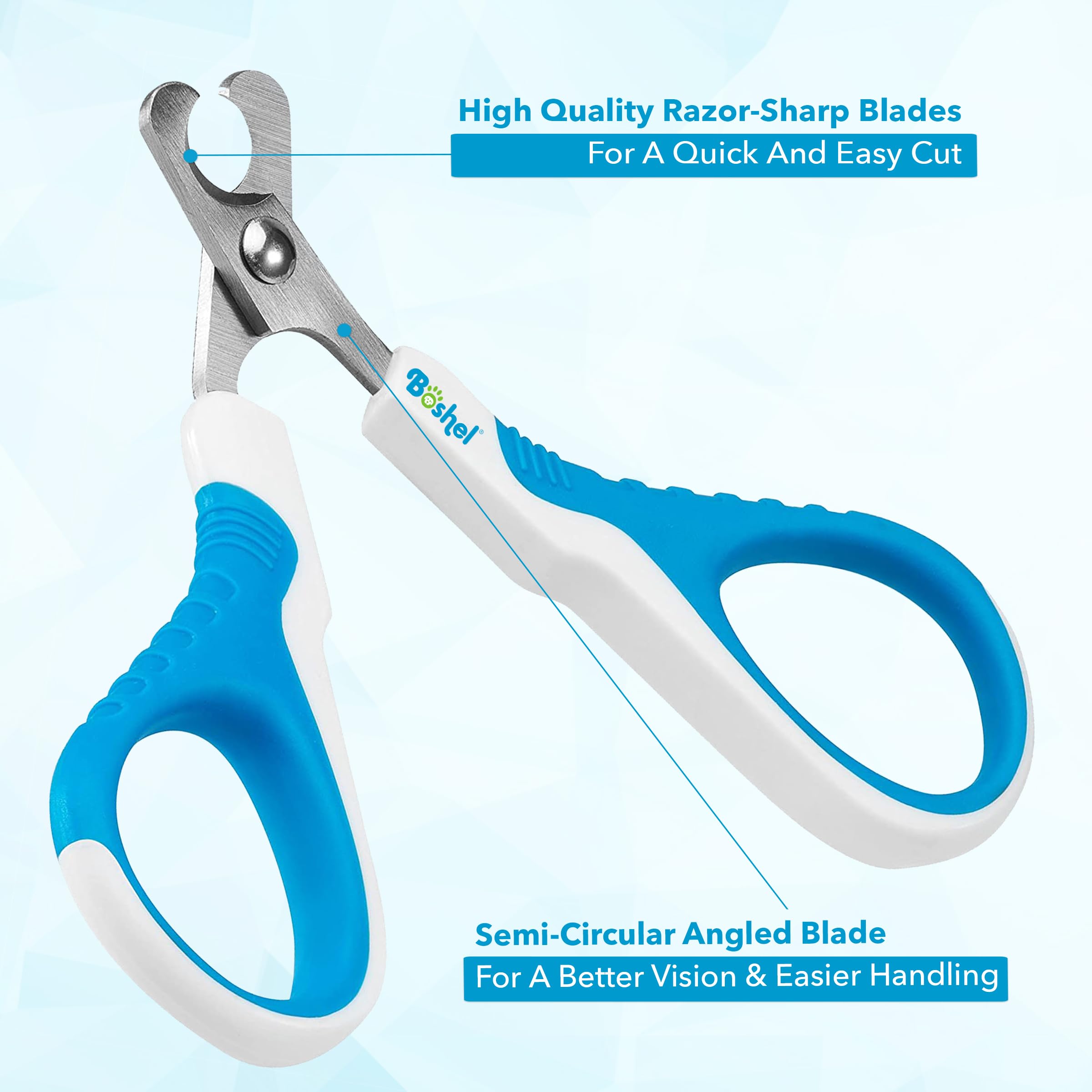 Boshel Cat Nail Clipper - Razor-Sharp & Angled Cat Nail Trimmer, Non-Slip Handels Cat Claw Clippers, Pet Nail Clippers For Small Dog And Cats, Light Weight Cat Clippers For Nails, Cat Nail Clippers