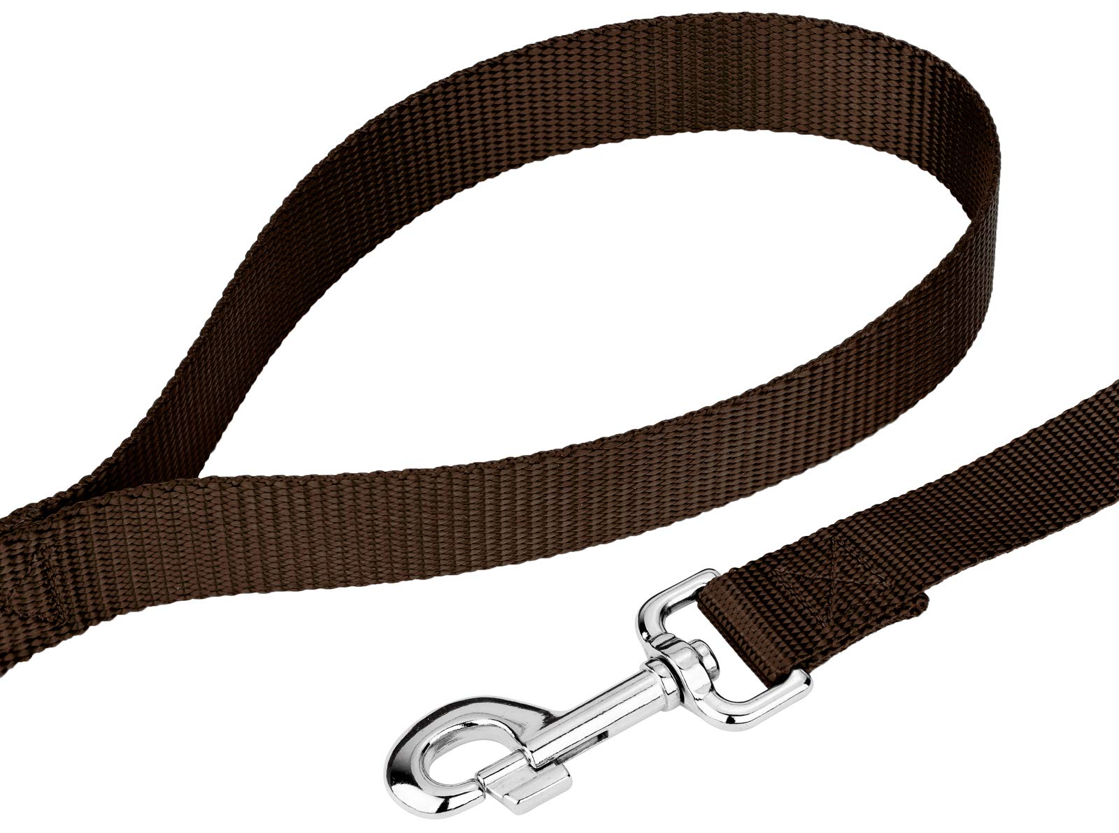 Country Brook Petz - 1 Inch Solid Color Nylon Dog Leash - Durable Clip - Soft Handle (1 Inch Wide, 6 Foot, Brown)