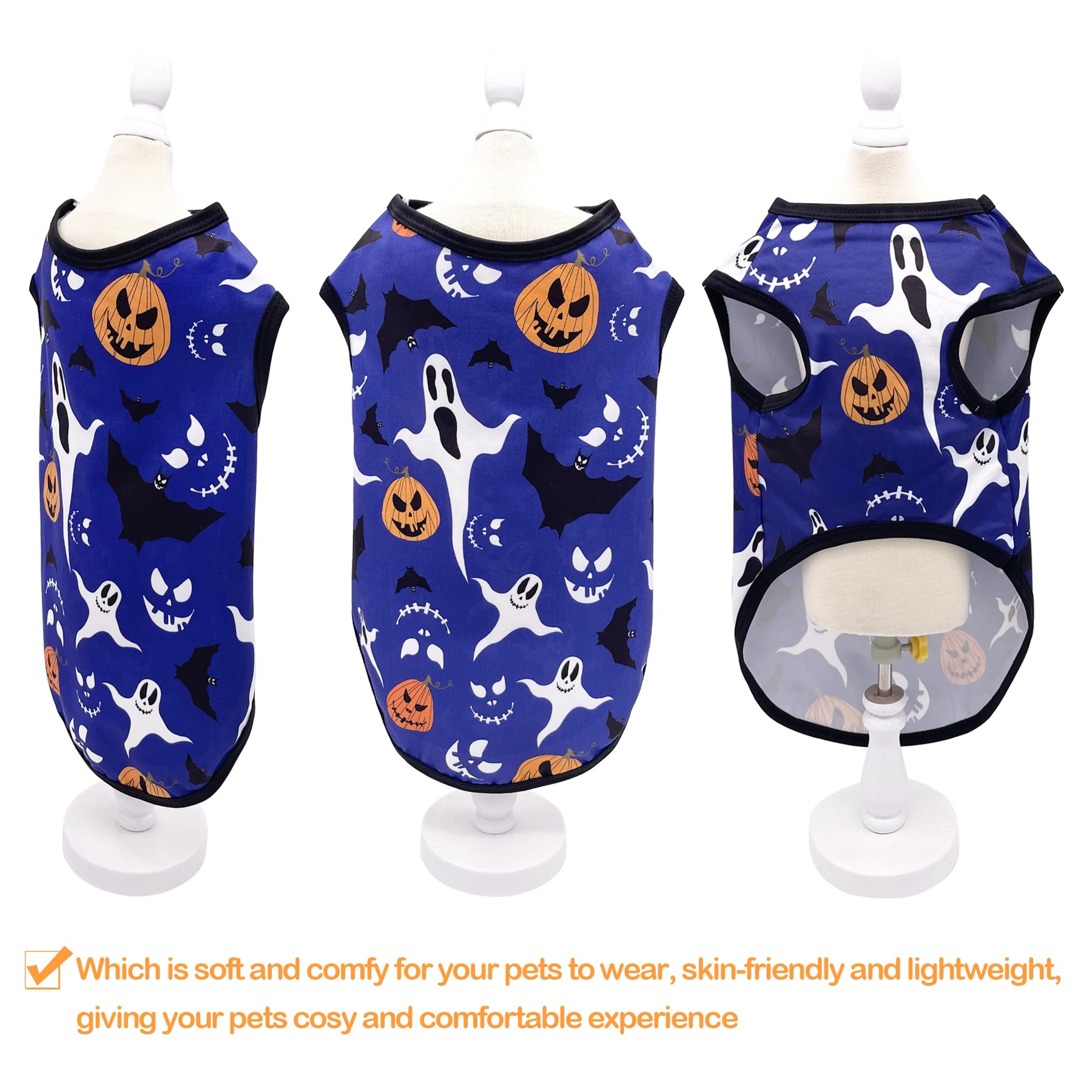 Jpgdn Halloween Dog Shirts Xl Sleeveless Tank Top Tee Clothes Vest Soft Breathable T-Shirts Pumpkin Bats Ghost Spider Owls Pink