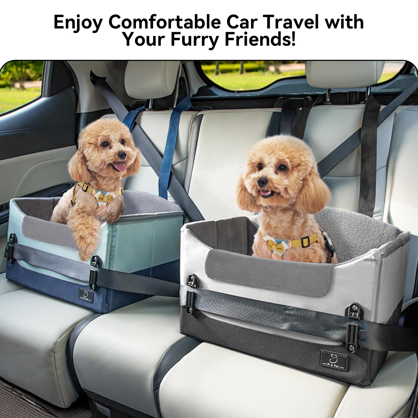 A4Pet Dog Car Seats for Small Dogs, Puppy Car Seat with Patent Buckles, Suitable for Small Dogs and Cats Under 25 Lbs, Clip-On S