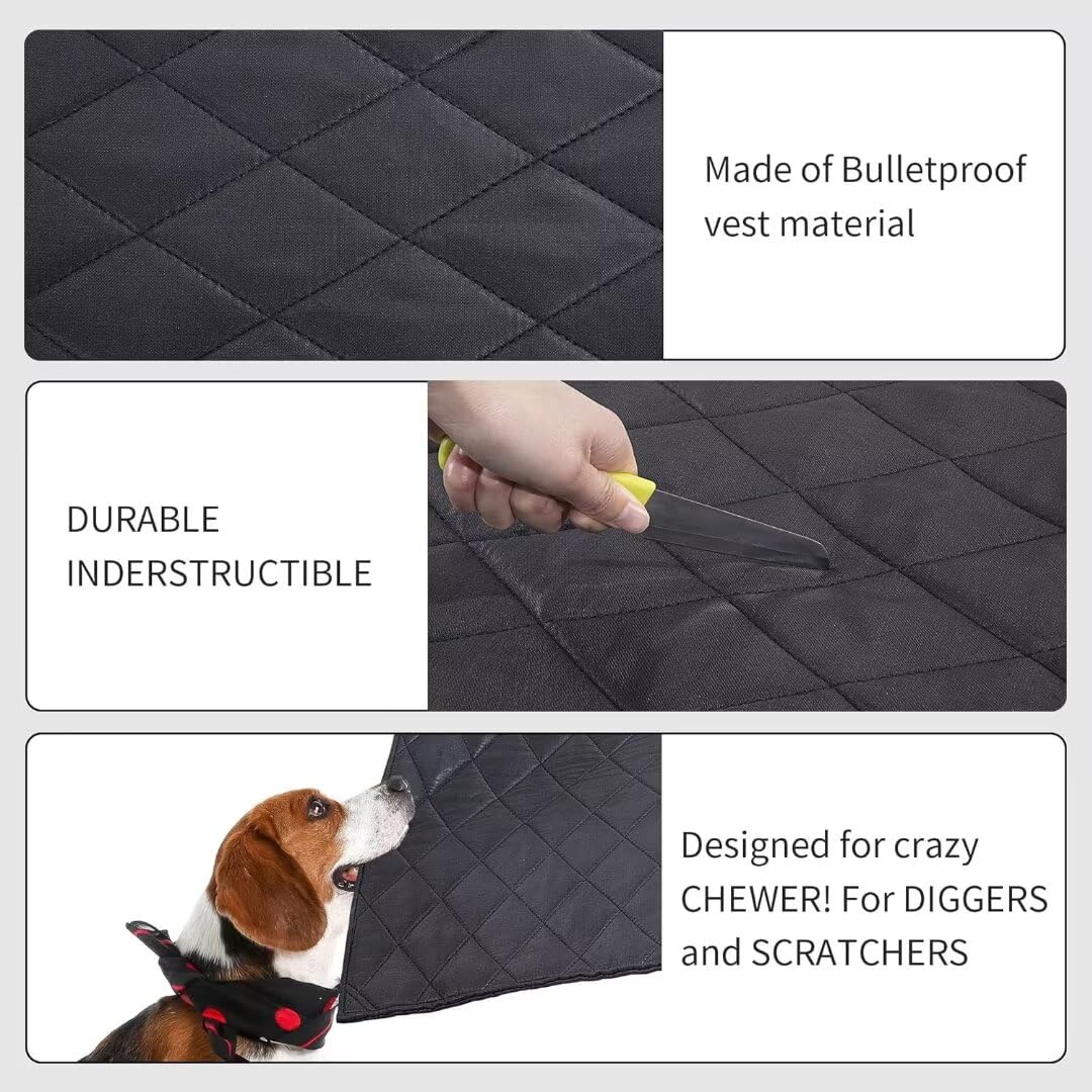 Chew Proof Dog Crate Pad Mat-More Durable And Indestructible Fabric Dog Bed For Chewers Tough On Their Bed-Durable Kennel Pad For Dogs Cages-Water Resistant And Washable