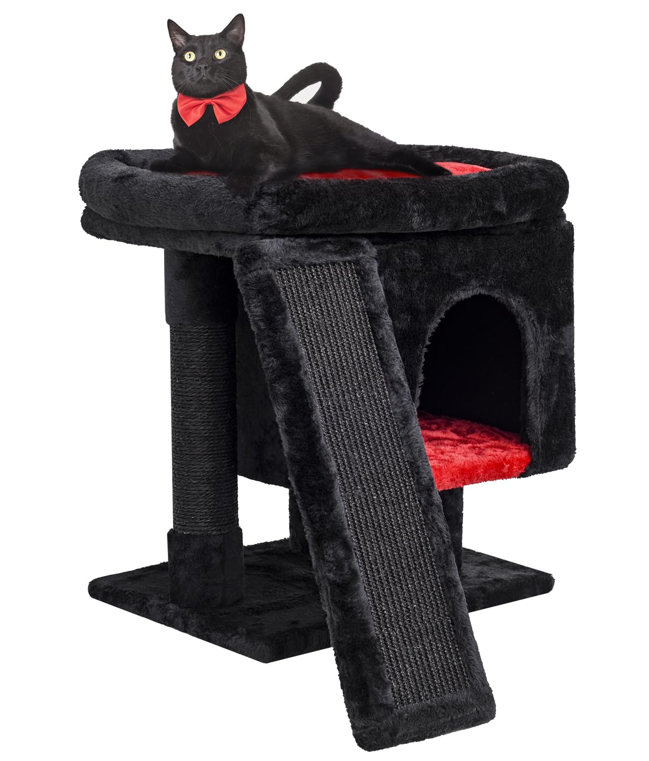 Syandlvy Gothic Cat Tree With Coffin Bed For Indoor Cats, Cat Tower With Scratching Post, Modern Activity House For Large Cats, 