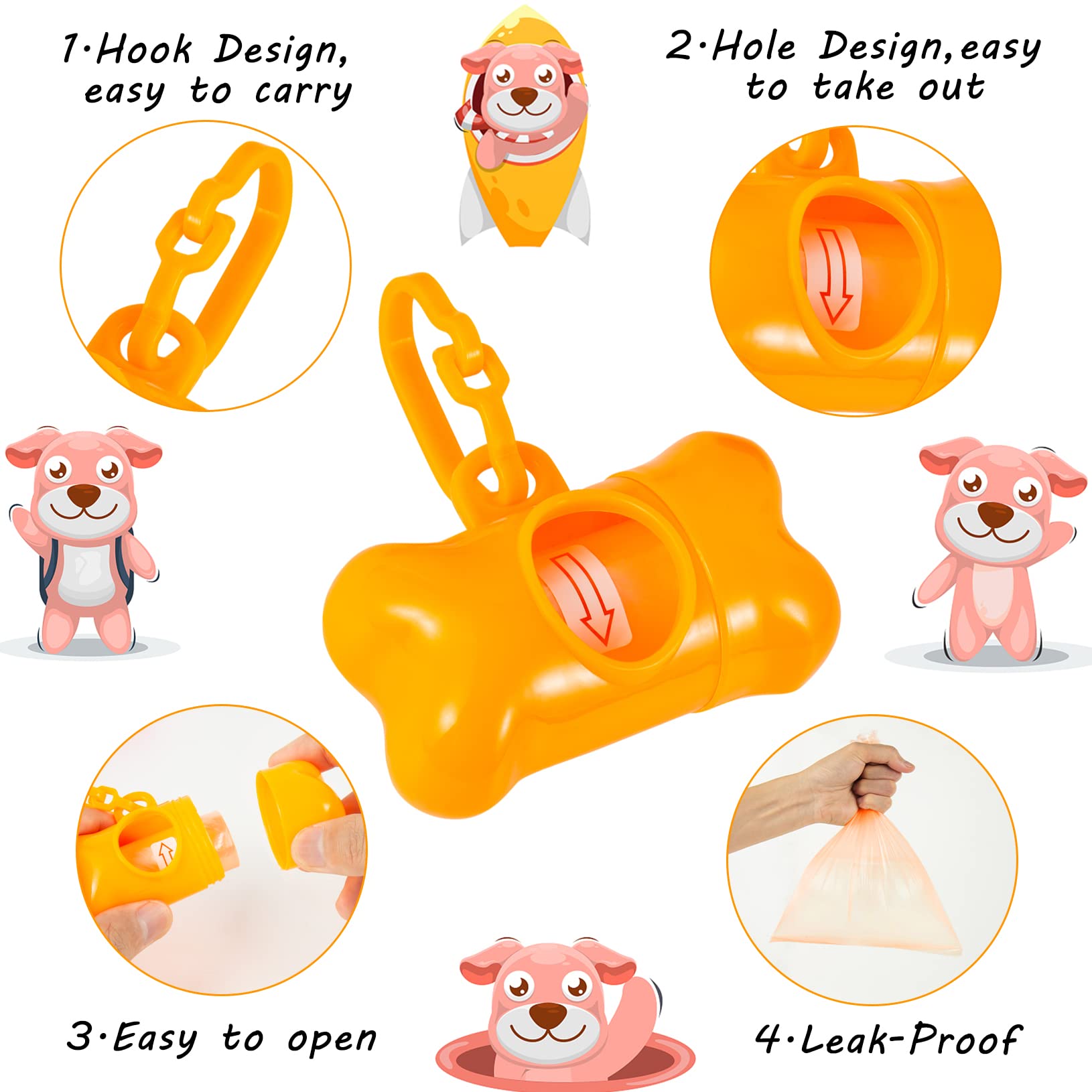 Arroyner 40 Pack Bone Shaped Poop Bag Dispenser Pet Waste Disposal Bag Dispenser (Random Color)