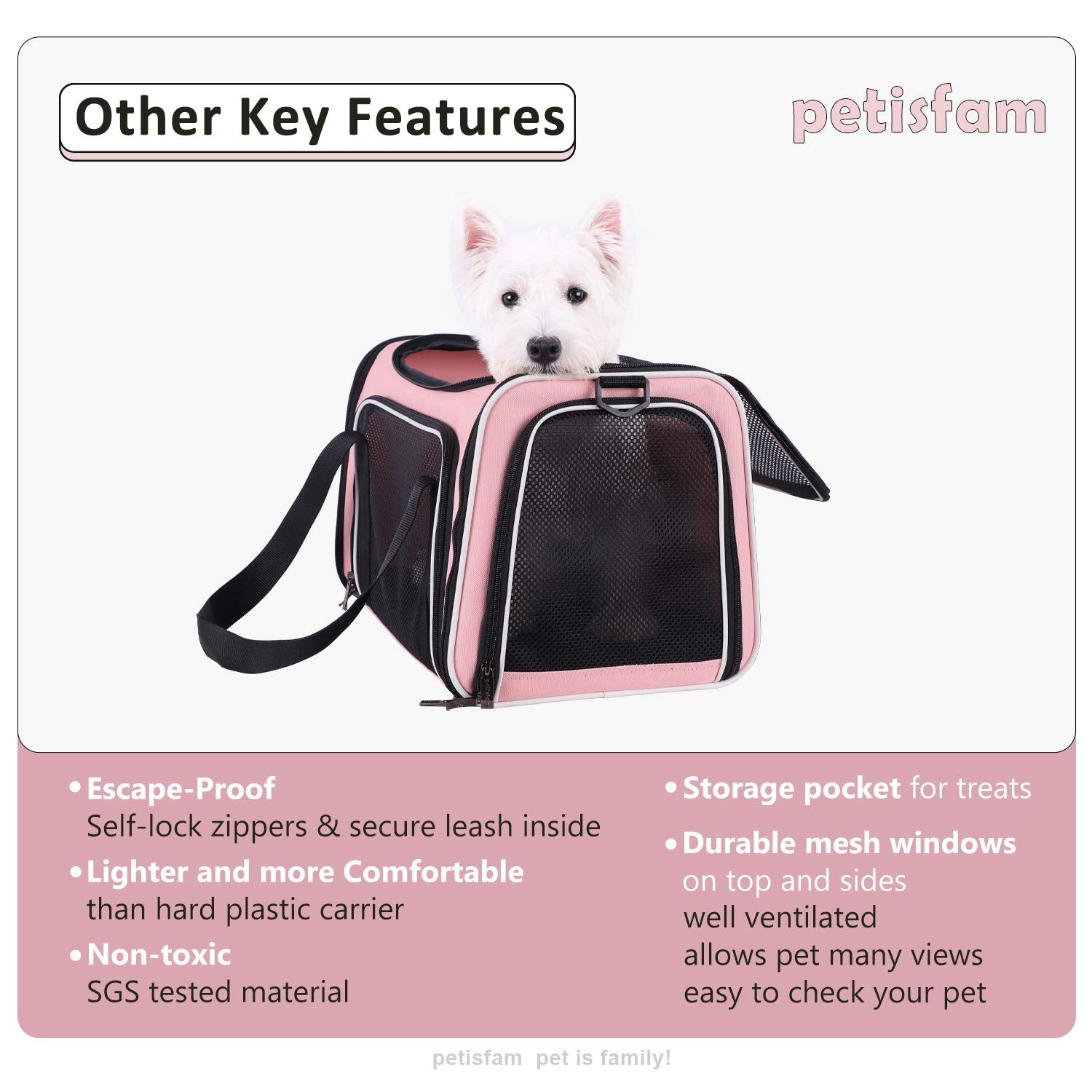 Petisfam Soft Pet Carrier For Medium Cats And Small Dogs With Cozy Bed, 3 Doors, Top Entrance | Airline Approved, Escape-Proof,