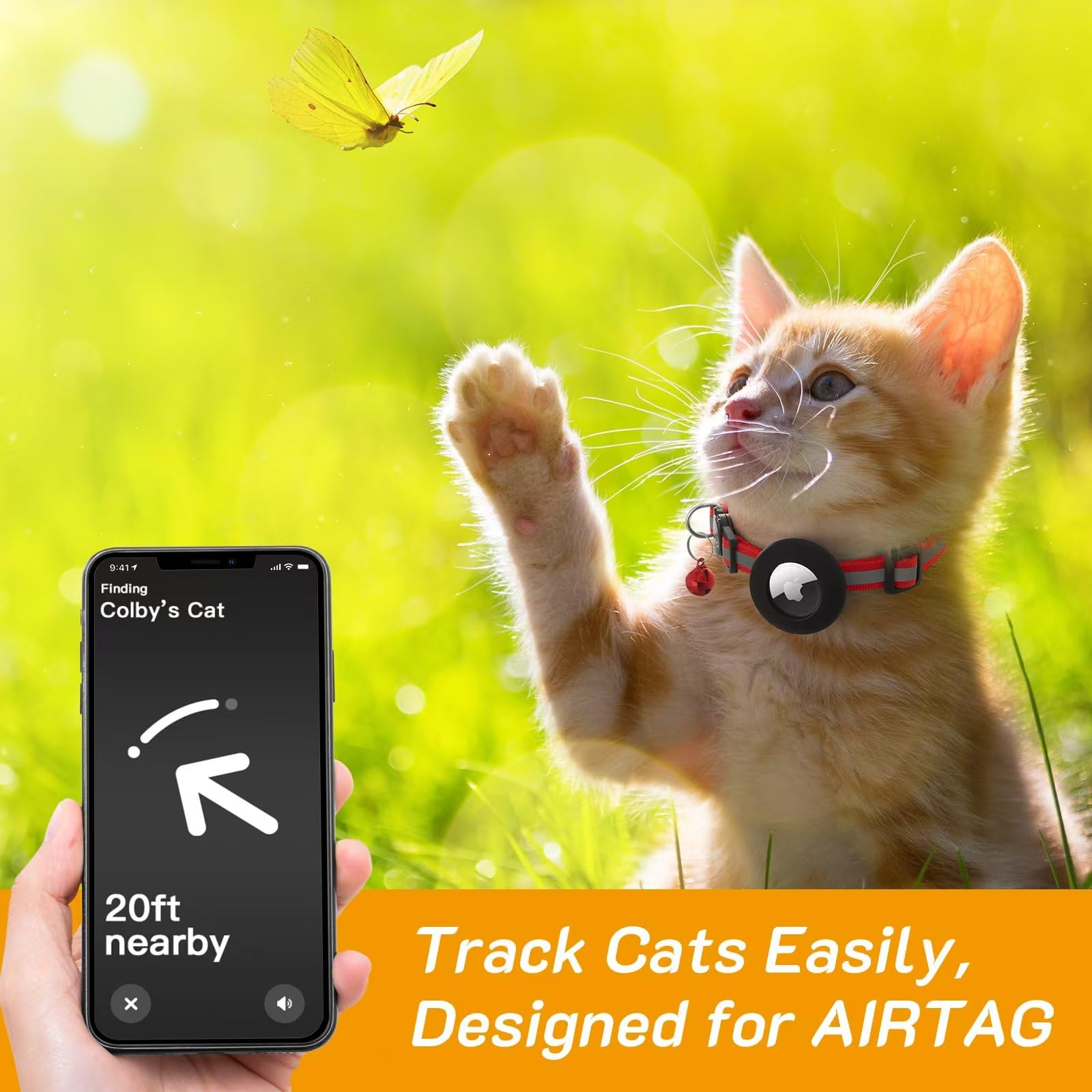 14 Pack Airtag Cat Collar Reflective-Breakaway With Airtag Holder And Bells,Adjustable 7.5''-12.5'',Safety Kitten Collar, Ideal