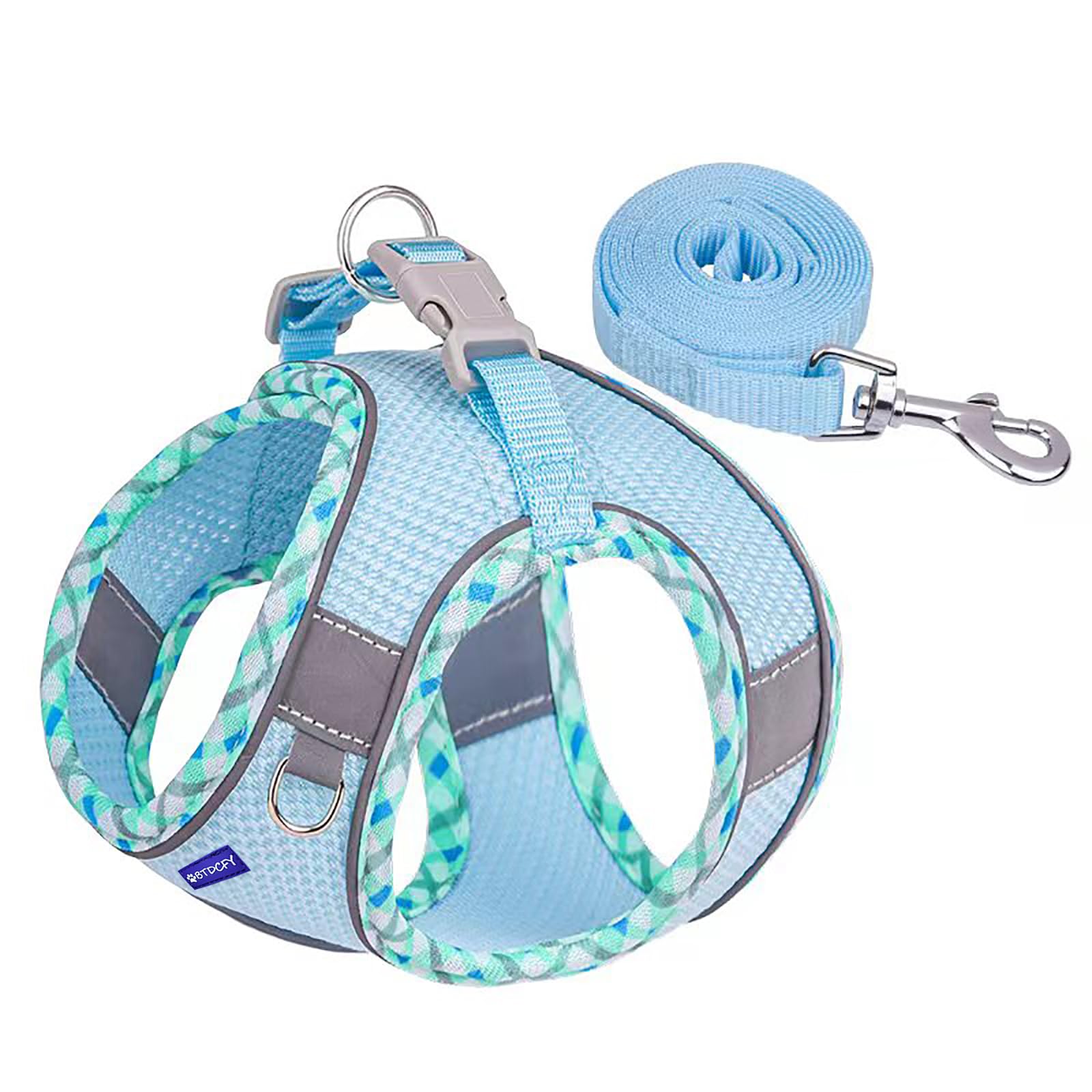 Btdcfy Step In Mesh Dog Harness And Leash Set - Breathable Air Mesh Reflective Escape Proof Vest, No Choke, Lightweight, Blue