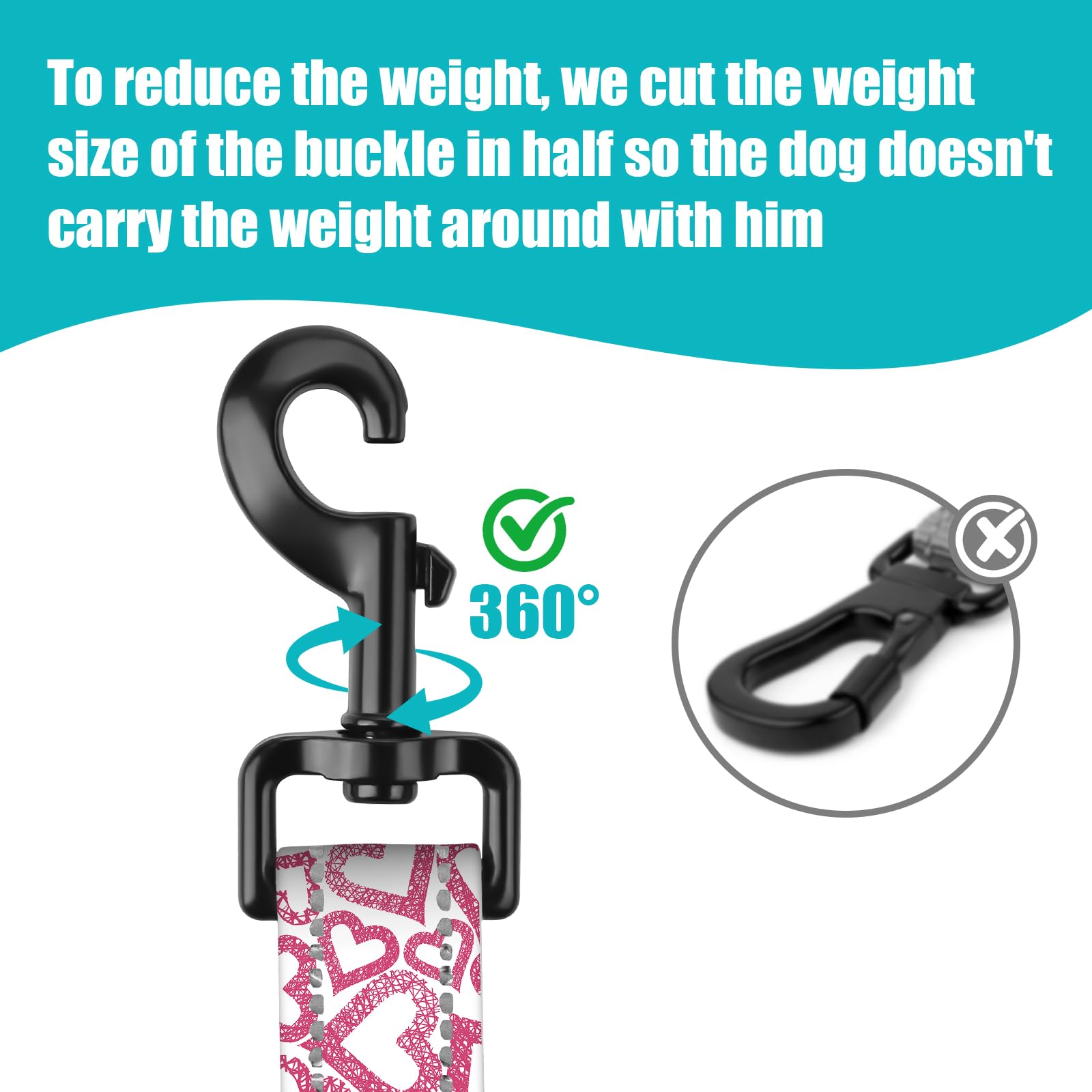 Love Short Dog Leash With Reflective Nylon Padded Handle - Ideal For Training Control Of Large And Medium Dogs