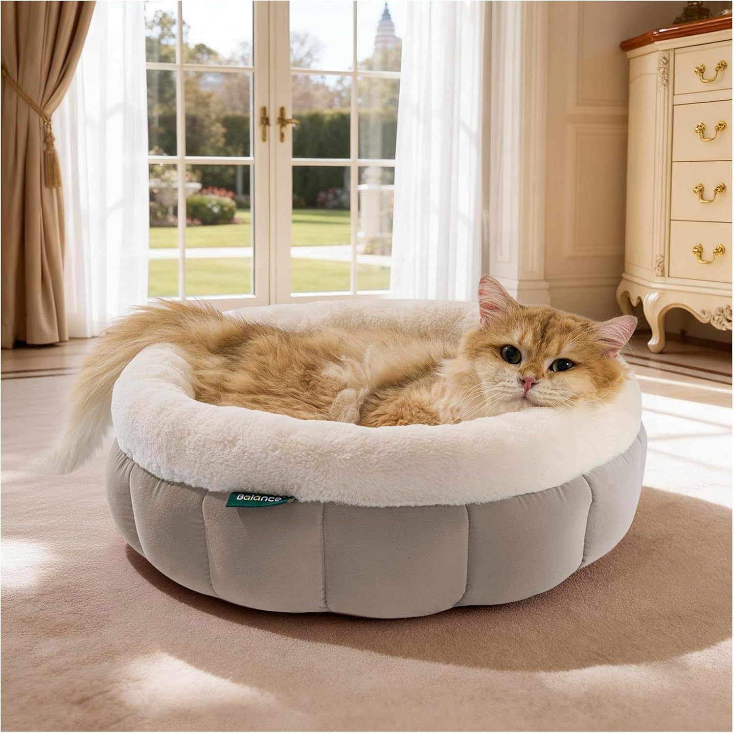 Cat Bed Round Washable Donut Bed Anti Slip Plush Kitten Puppy 18in