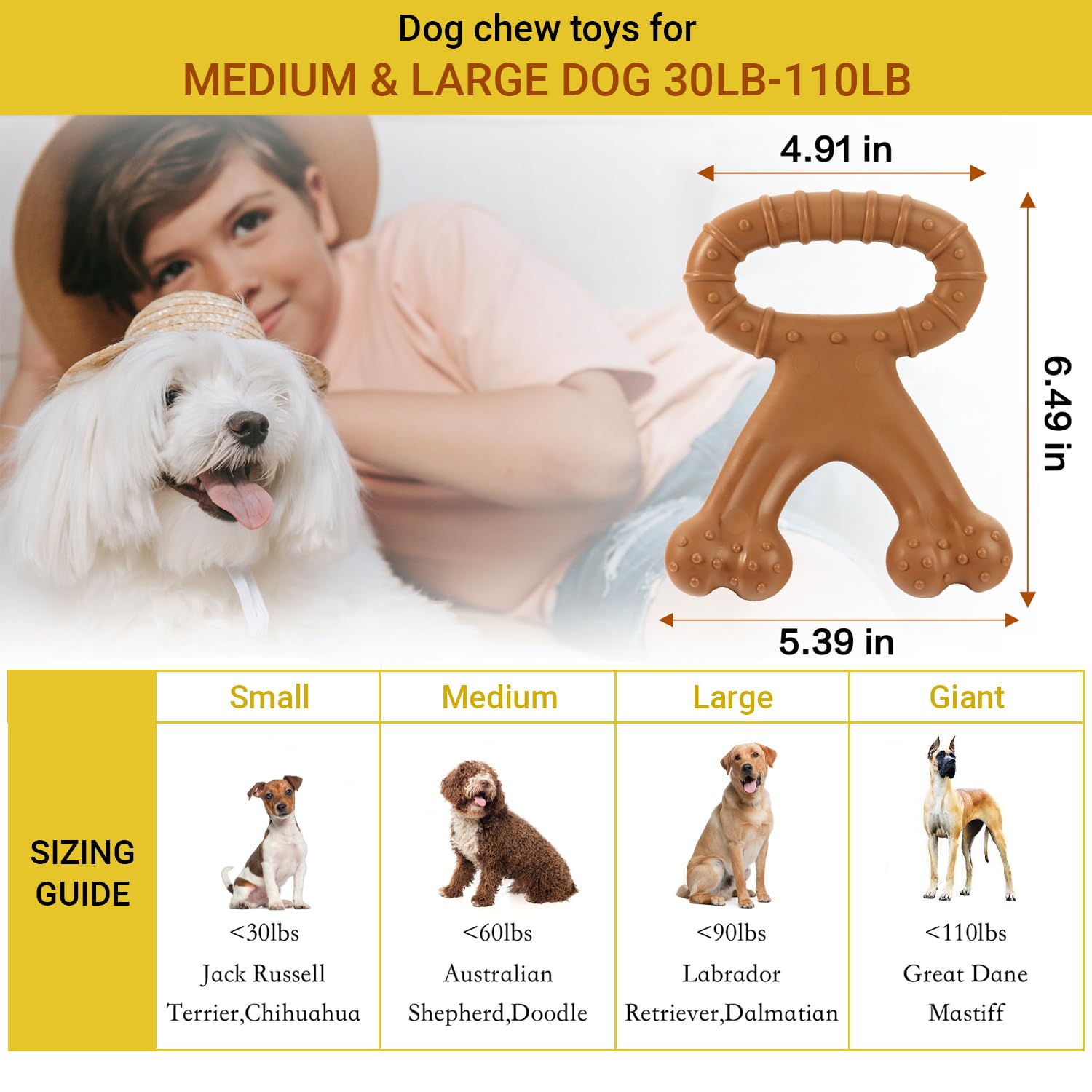 Dog Chew Toys For Aggressive Chewers, Dog Toys For Large Medium Small Dogs, Chew Bones For Heavy Chewer/ Indestructible Dog Toys
