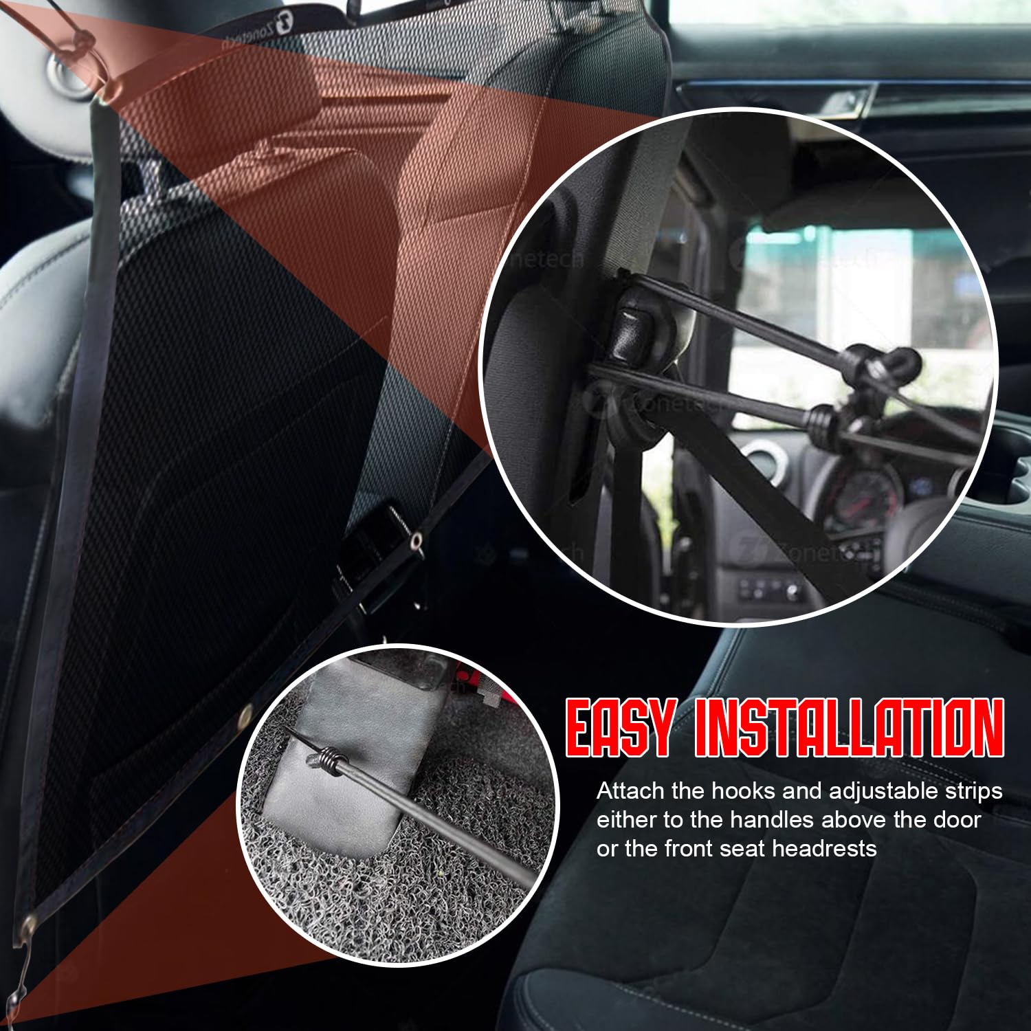 Zone Tech Back Seat Car Pet Mesh Net Cage Barrier (Medium)