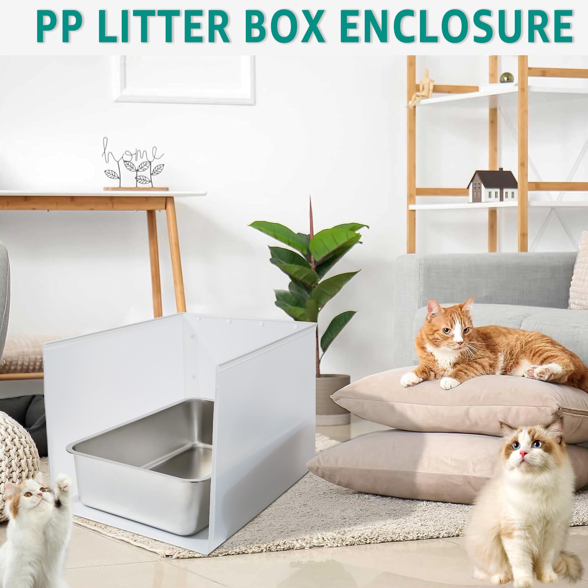 Jimeiqi Stainless Steel Litter Box 2 Pack, 17.5''X13.6''X13'' Standard Metal Cat Box With 15.7In High Sided Pee Shield, Non Stic